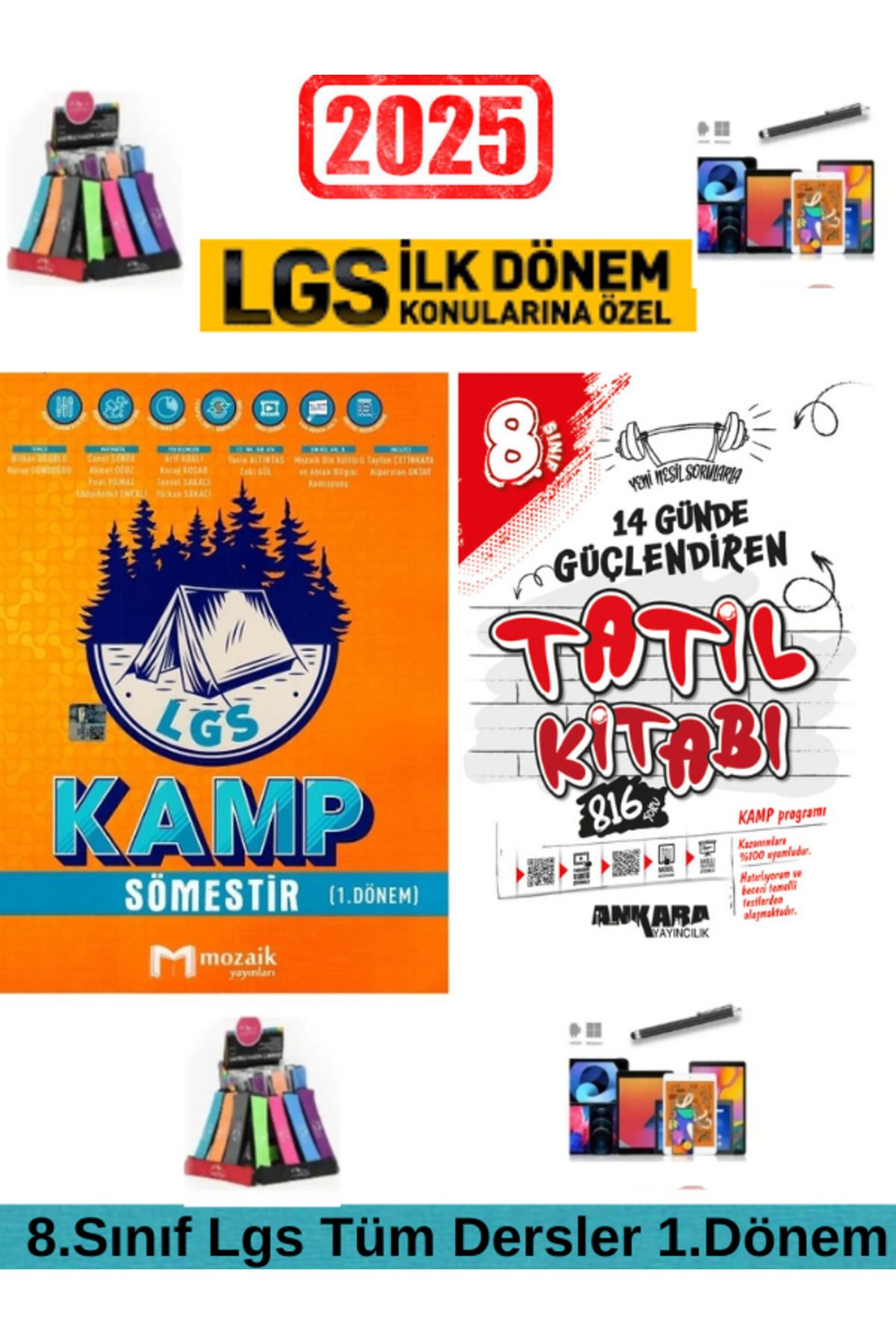 Marsis Yayınları Mozaik 8.Sınıf Lgs 1.Dönem Tüm Dersler Soru Bankası+Ankara 8.Sınıf 14 Günde Güçlendiren Kamp Kitabı