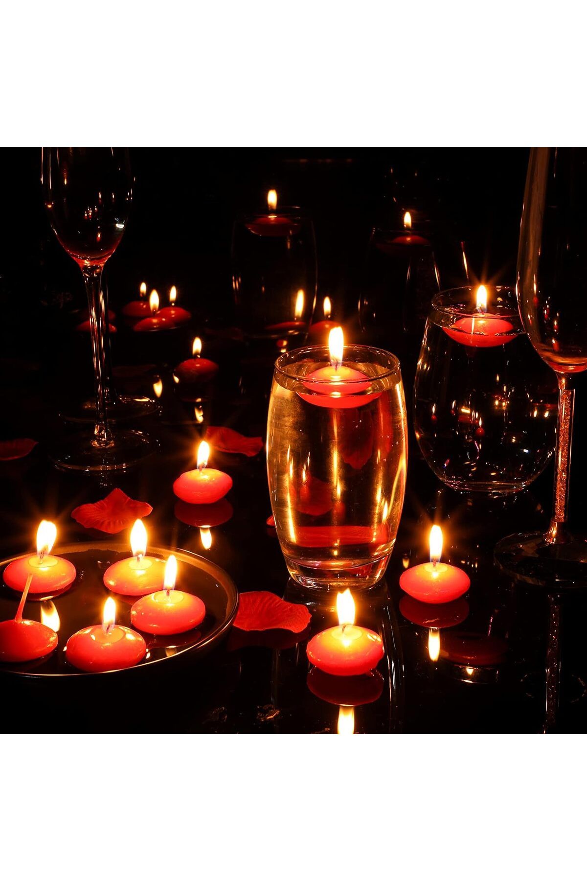 Home Zone-15 Pcs 1.5'' Unscented Floating Candles for Centerpieces (Red) 6