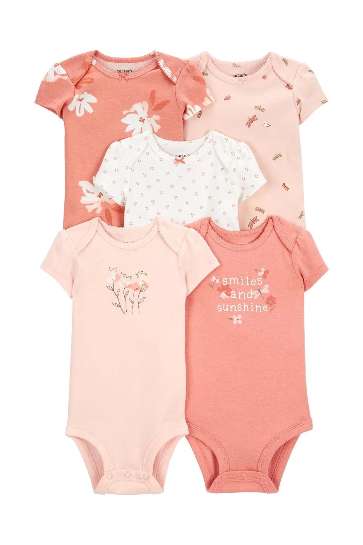 belle vista Layette Kız Bebek 5'li Kısa Kol Body 1 Karışık Renkli