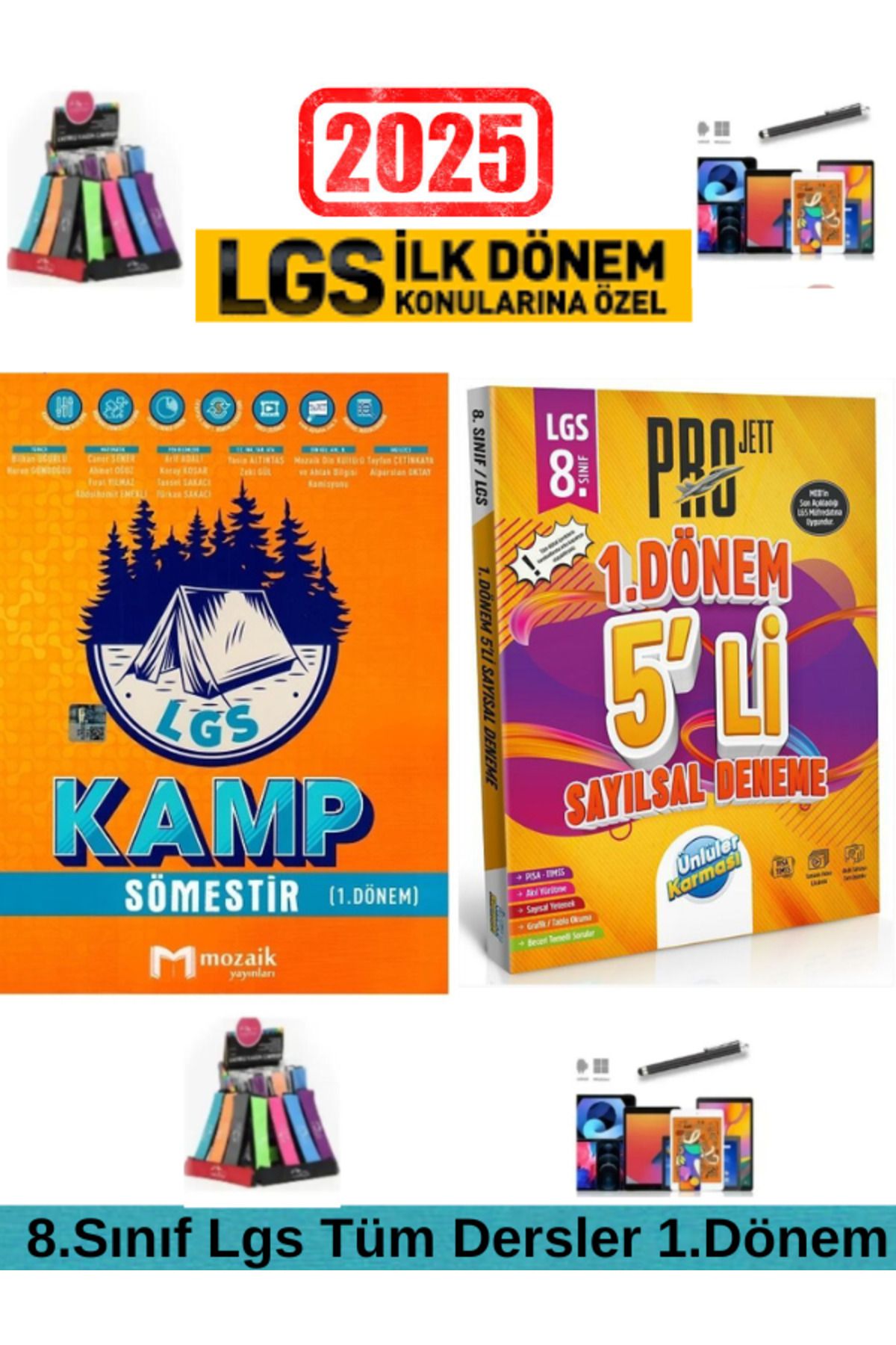 Marsis Yayınları Mozaik 8.Sınıf Lgs 1.Dönem Tüm Dersler Soru +Ünlüler Sempatik Sayısal 1.Dönem 5 Deneme+Kalem