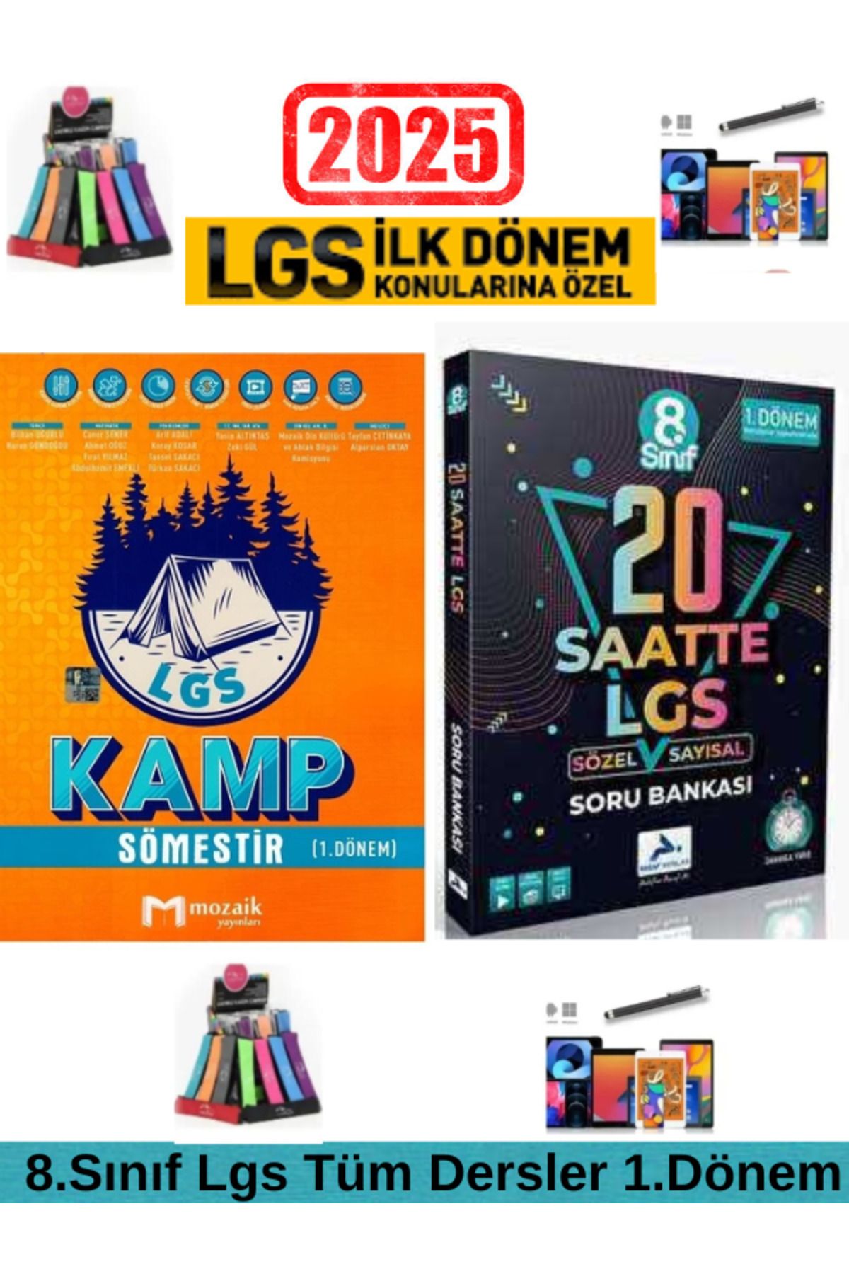 Marsis Yayınları Mozaik 8.Sınıf Lgs 1.Dönem Tüm Dersler Soru +Paraf Lgs 20 Saatte Sayısal-Sözel Soru Bankası+Kalem