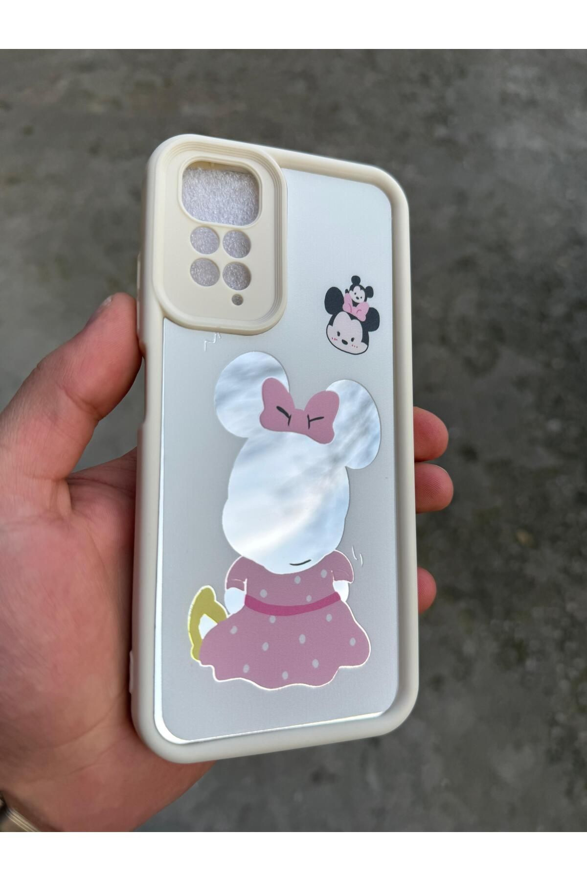 Sphone Xiaomi Redmi Note 11/11S Kılıf Korumalı Aynalı Emoji Yazılı Kurdele Ayıcık 3D Desenli Figür Casetify