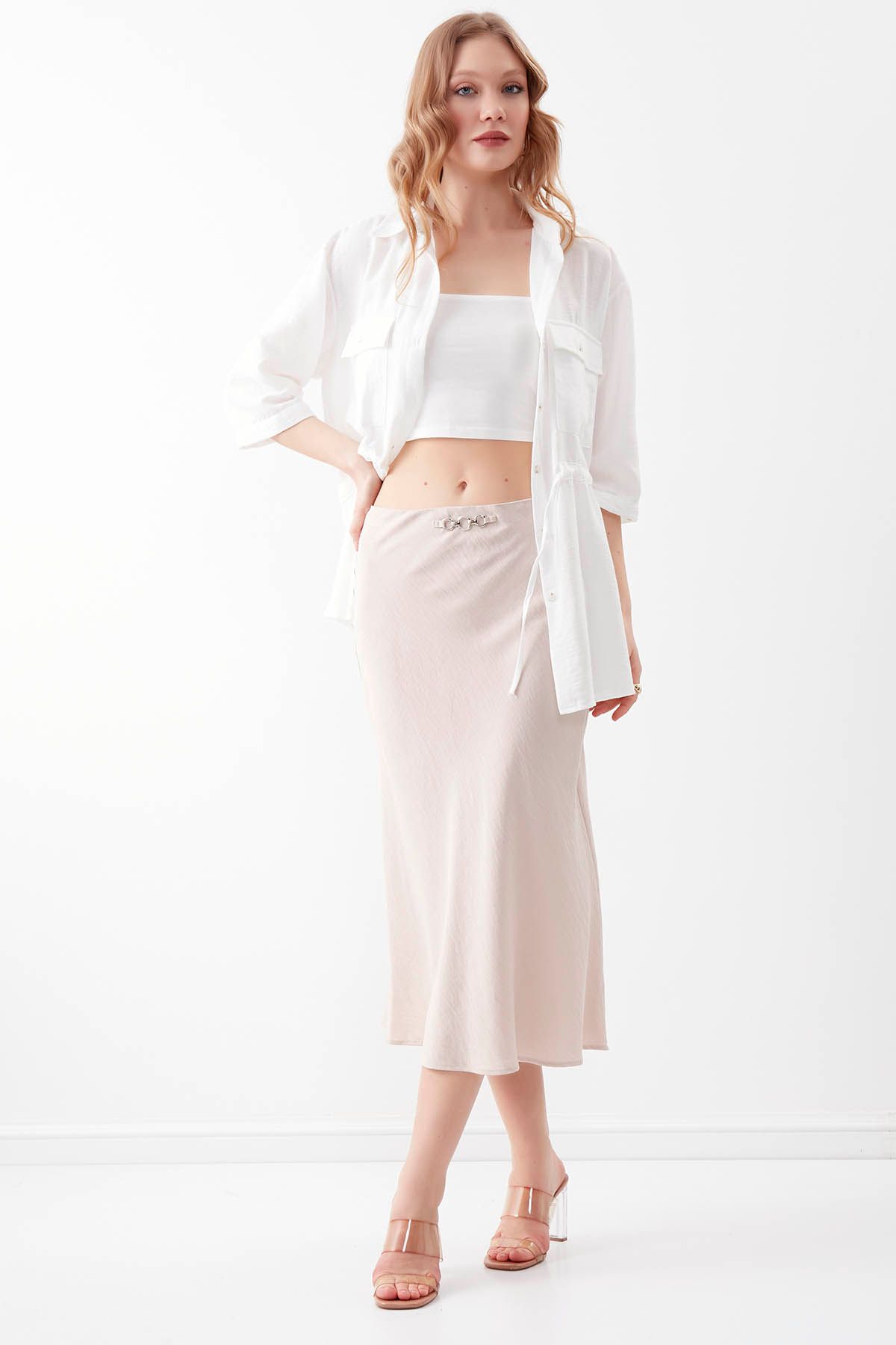Vitrin-Midi Skirt with Front Chain Detail 3