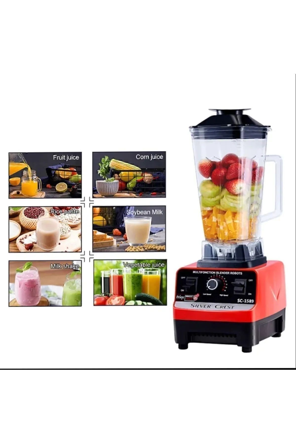 Genel Markalar Çift Sürahili Blender Seti Buz Kırıcı Öğütücü Cafe Bar Multi Fonksiyonel 2,5 lt 6500w-9500w Renkli