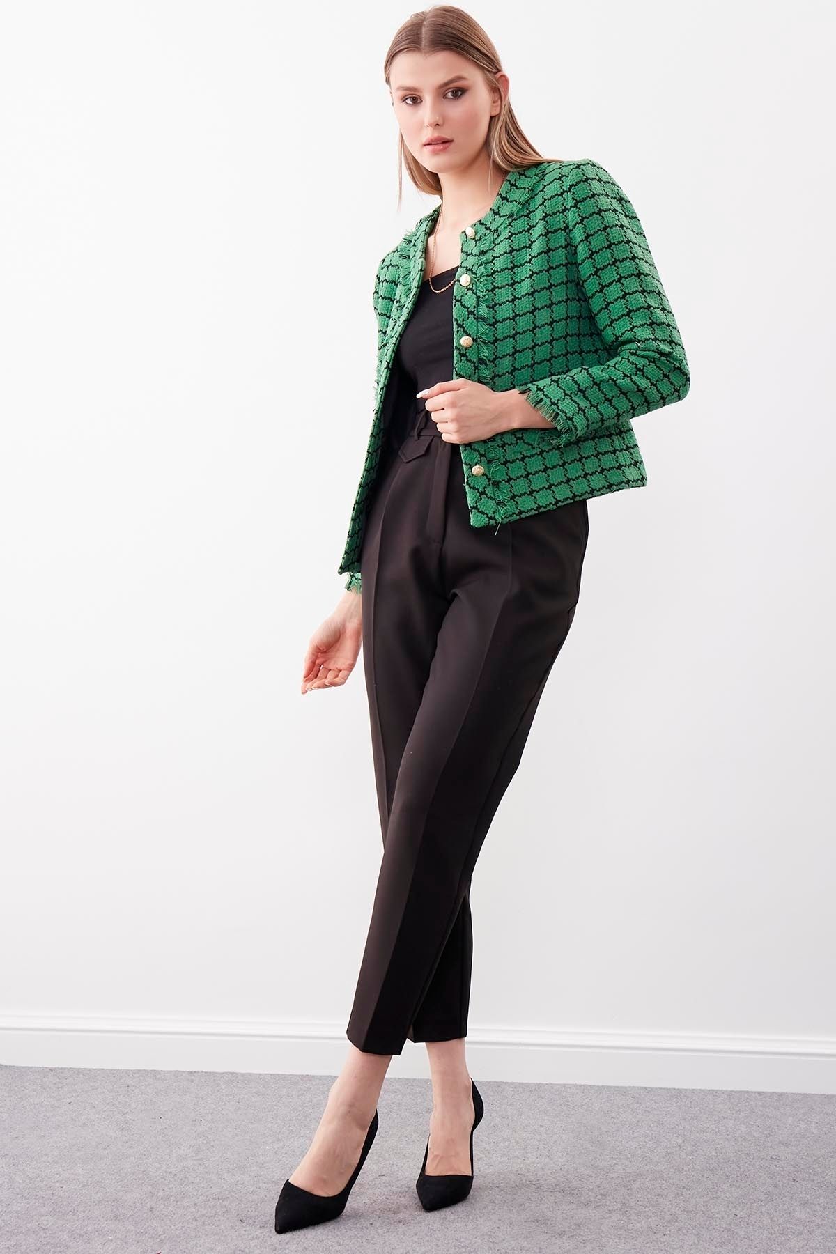 Vitrin-Gold Buttoned Patterned Jacket 3