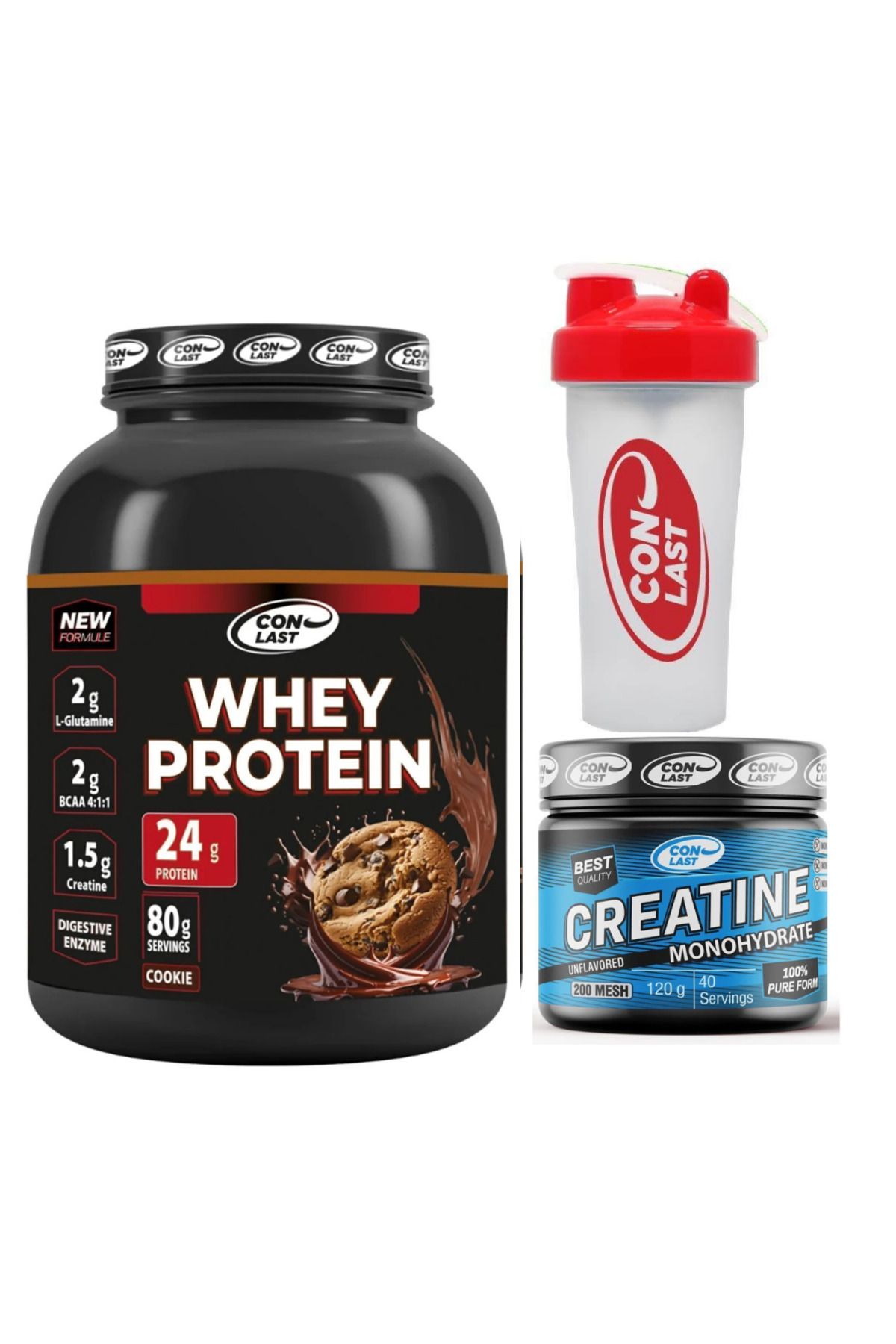 Conlast Yenilenen Formülüyle Whey Protein Kurabiye Aromalı HEDİYE SHAKER ve Creatine ile