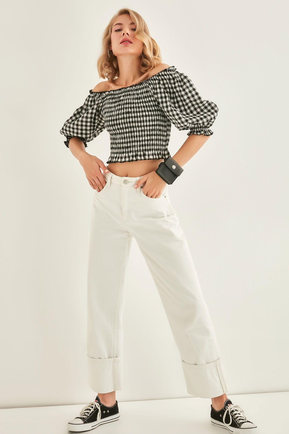 Vitrin-Glitzerbluse mit Gingham-Muster 4