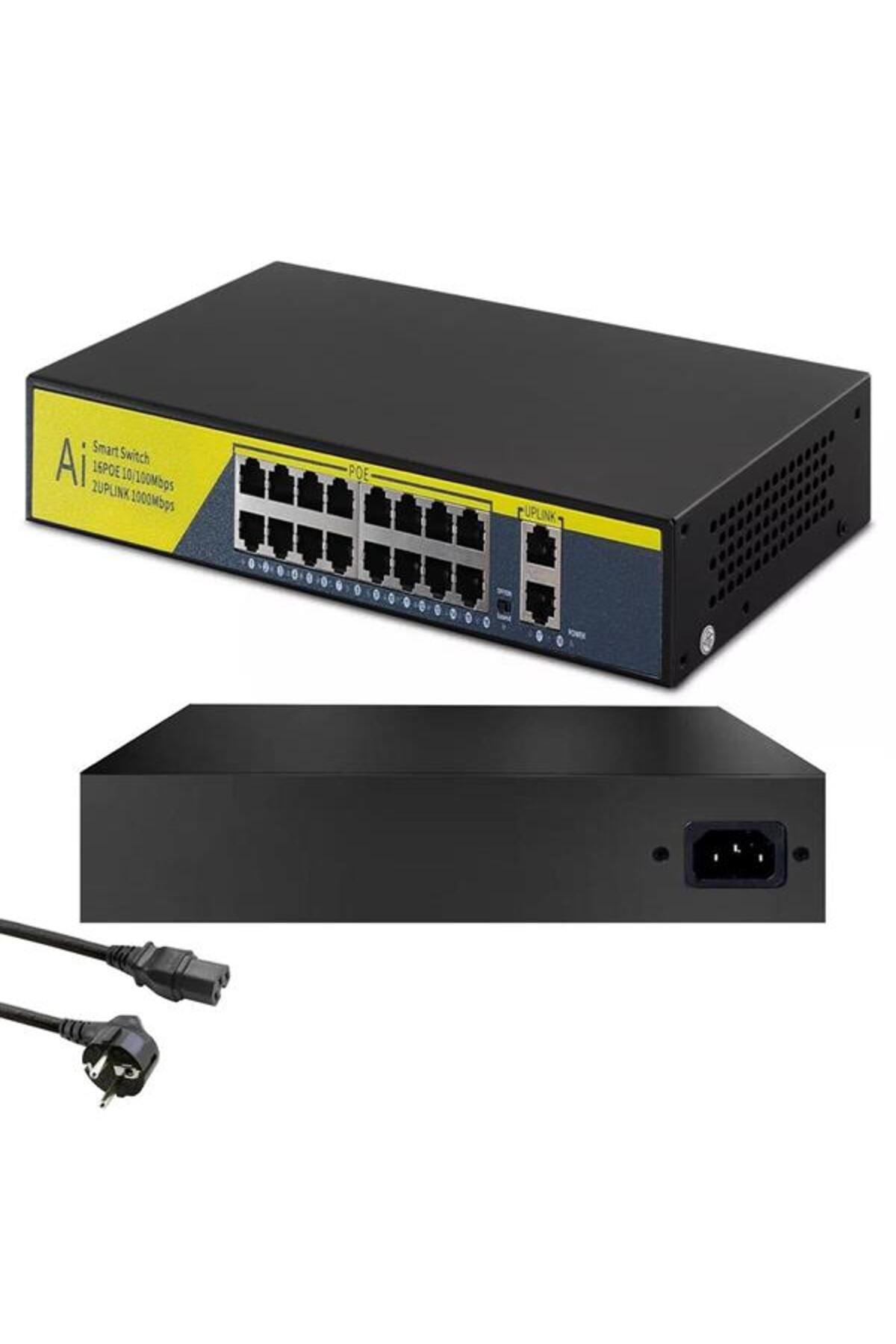 Mustore Ai-1820gb Poe Switch 16 Port 2 Uplink Gigabit 10/100/1000 Mbps