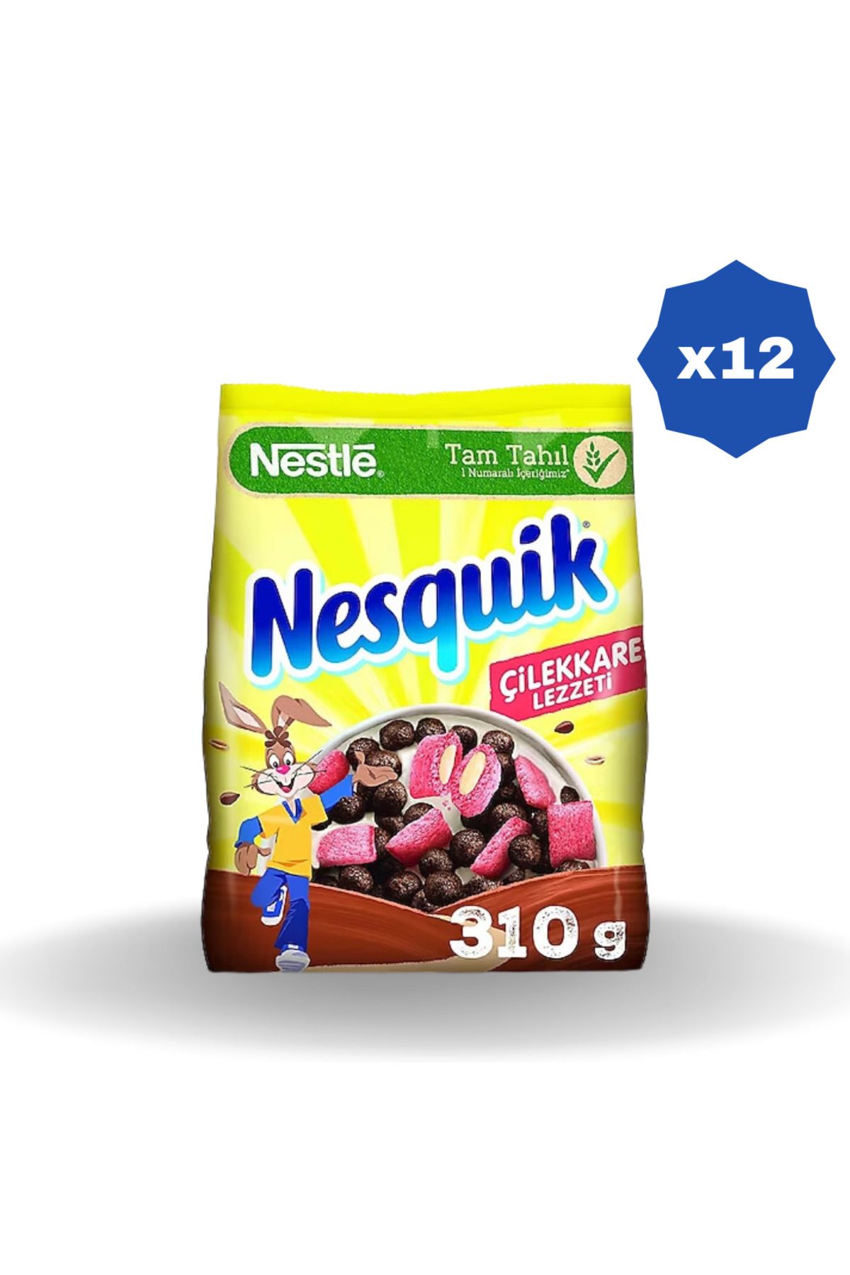 Nesquik NESTLE NESQUİK MISIR GEVREĞİ ÇİLEK KARE 310 GR - (12 ADET)