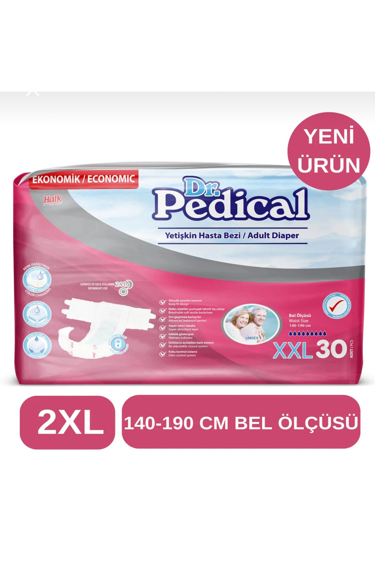 Dr.Pedical XXLarce Bel Bantlı Hasta Bezi 30Luk