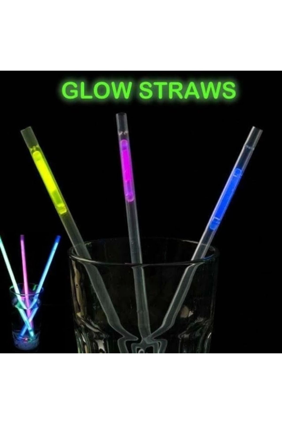 Bella Vista Karanlıkta Parlayan Glow  Fosforlu Pipet 3 Renk 3 Adet