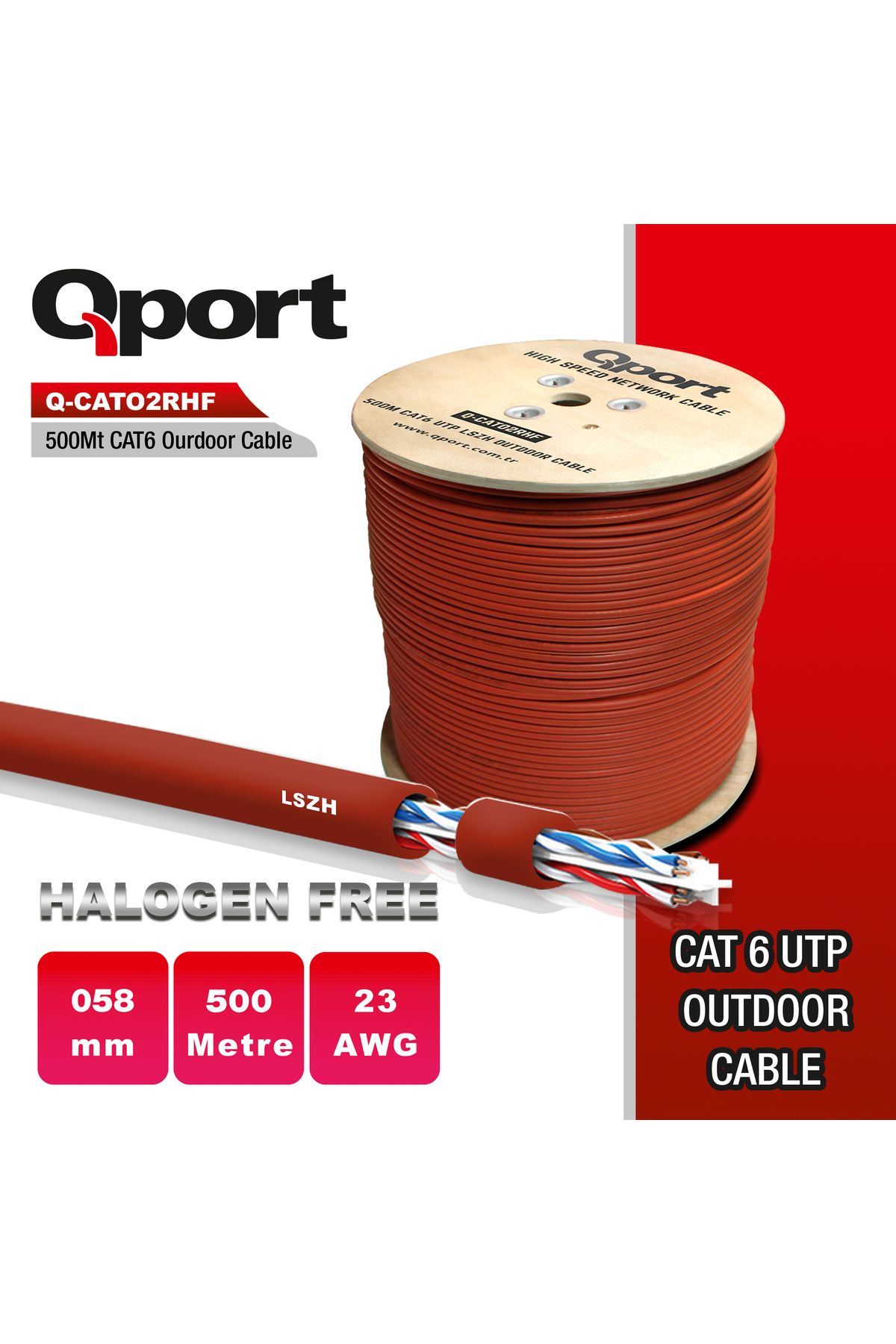 Genel Markalar Q-CATO2RHF LSZH 500 METRE 23AWG MAKARALI HALOGEN FREE KABLO