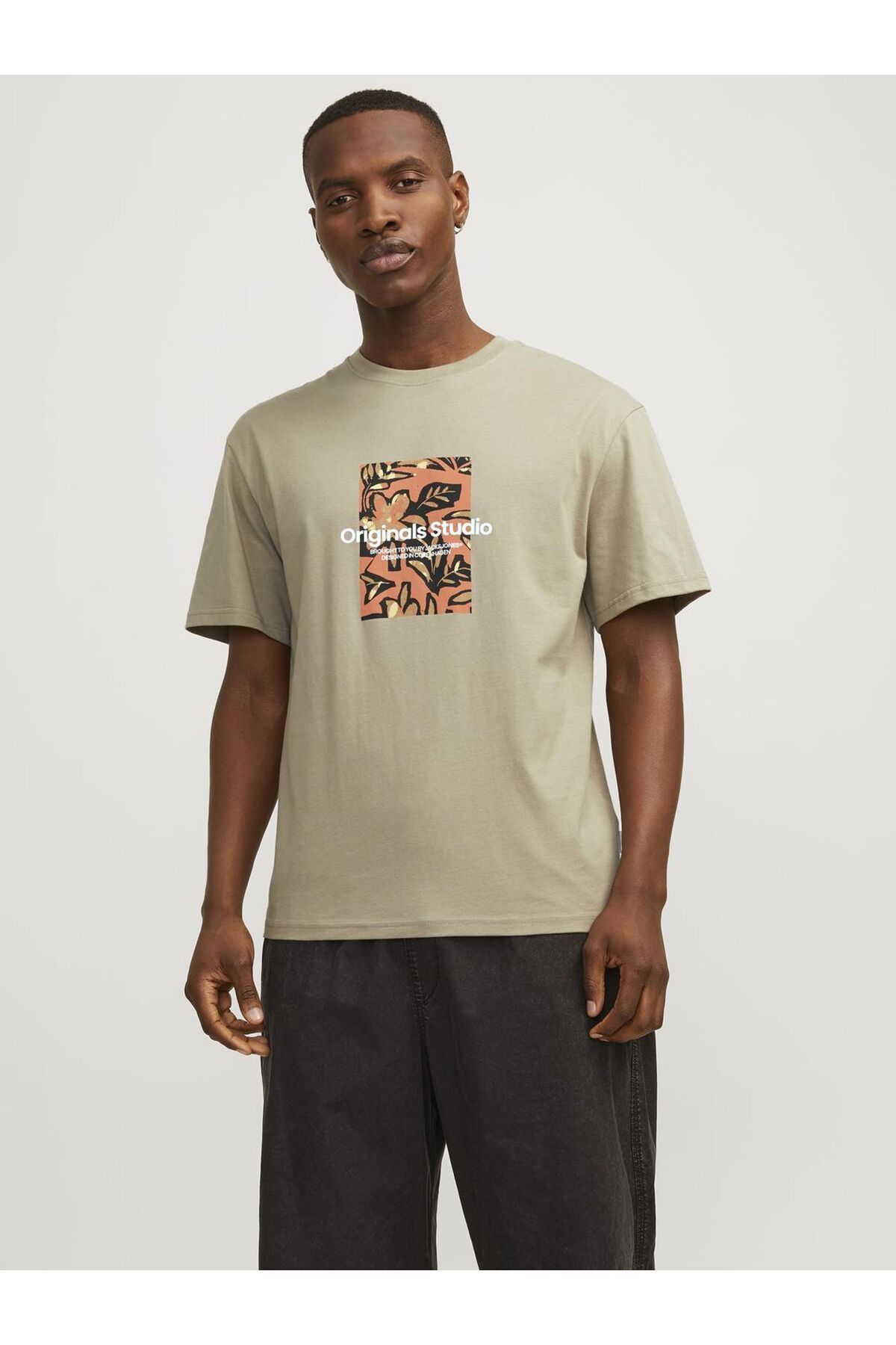 تی شرت خاکستری مردانه اورجینال Jack Jones Jack & Jones
