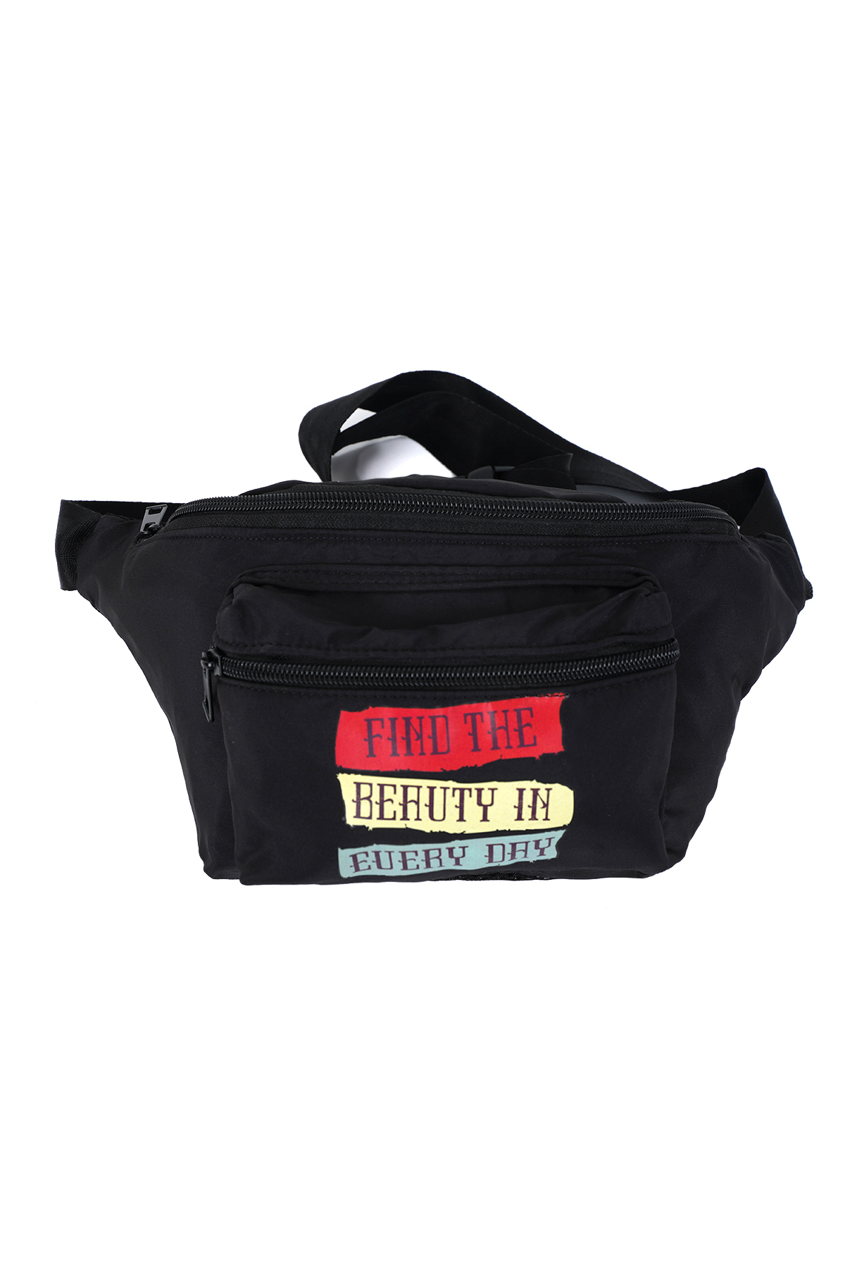 Nts  Unisex Siyah Renkli Baskılı Omuz Ve Bel Çantası - Görsel 5