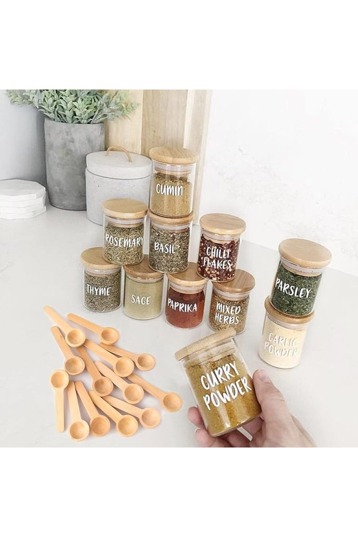 fulina-60 PCS Mini Wooden Spoons, Small Bath Salt Spoon, Baby Spoon for Spice Jars Seasoning Honey Coffee 4
