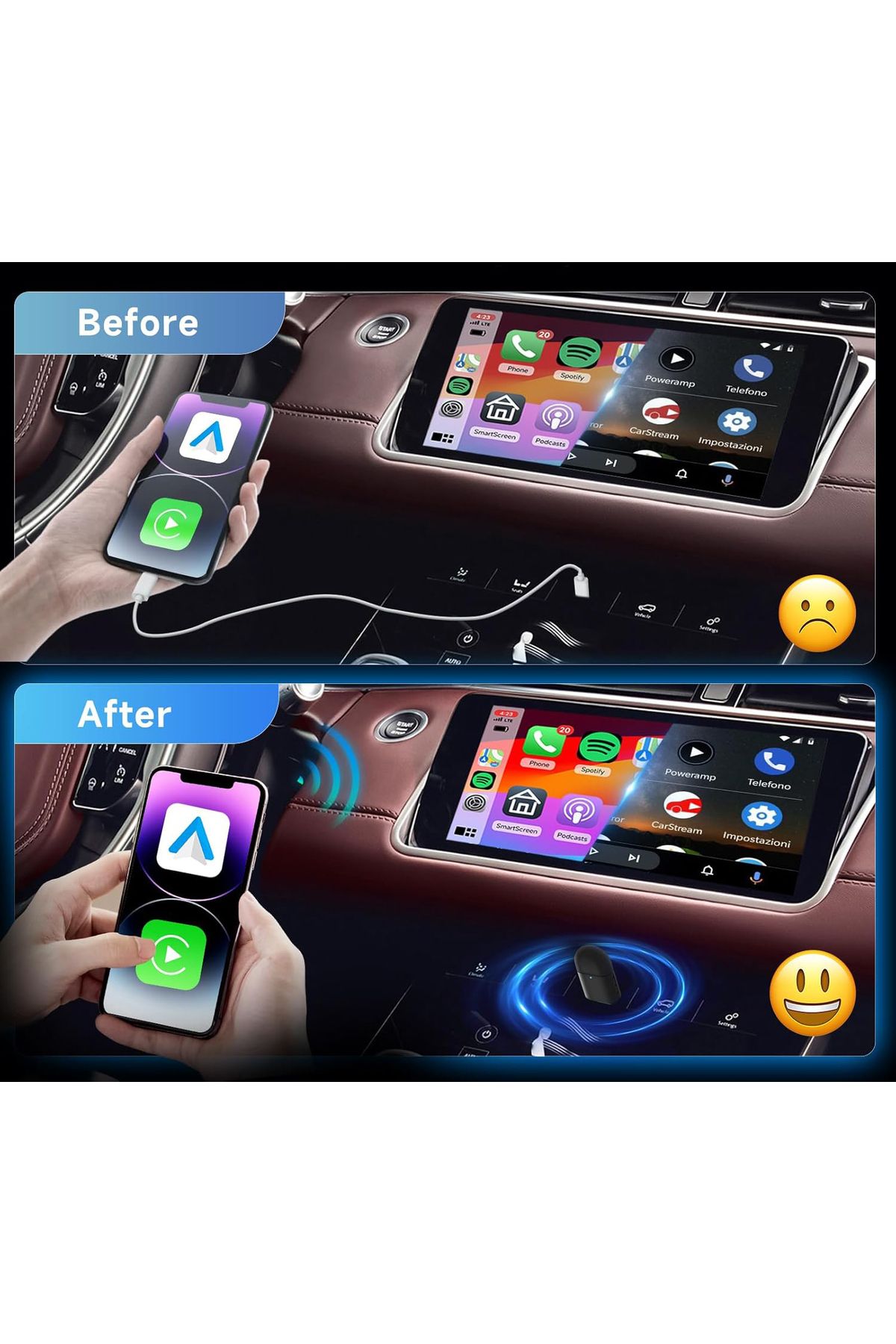 Yeni Tasarım Mini Kablosuz İOS ANDROİD Uyumlu Carplay Usb ve Type-c 2in1 Araç Multimedya Adaptörü - 5