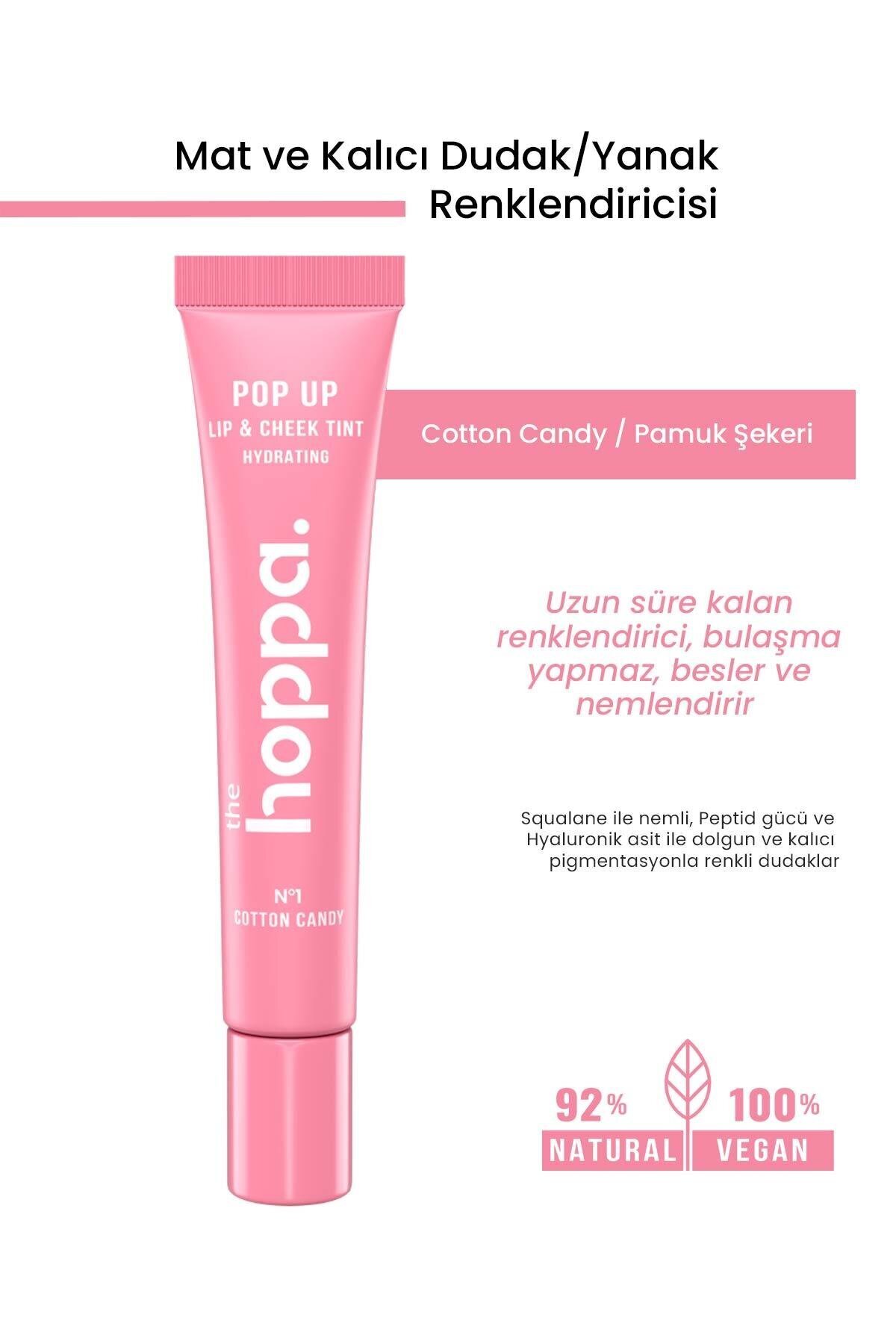 Mat Ve Kalıcı Dudak/yanak Renklendirici - Cotton Candy / Pamuk Şekeri Shea Yağı Jojoba Yağı Hyalur — صورتی HoppaB22