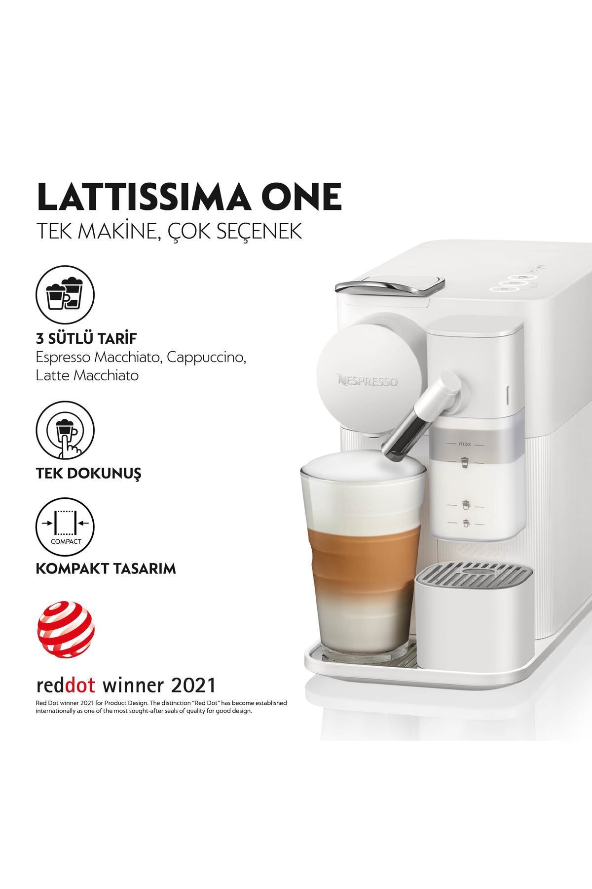 Nespresso-ماكينة صنع القهوة F121 Latissima One باللون الأبيض 2