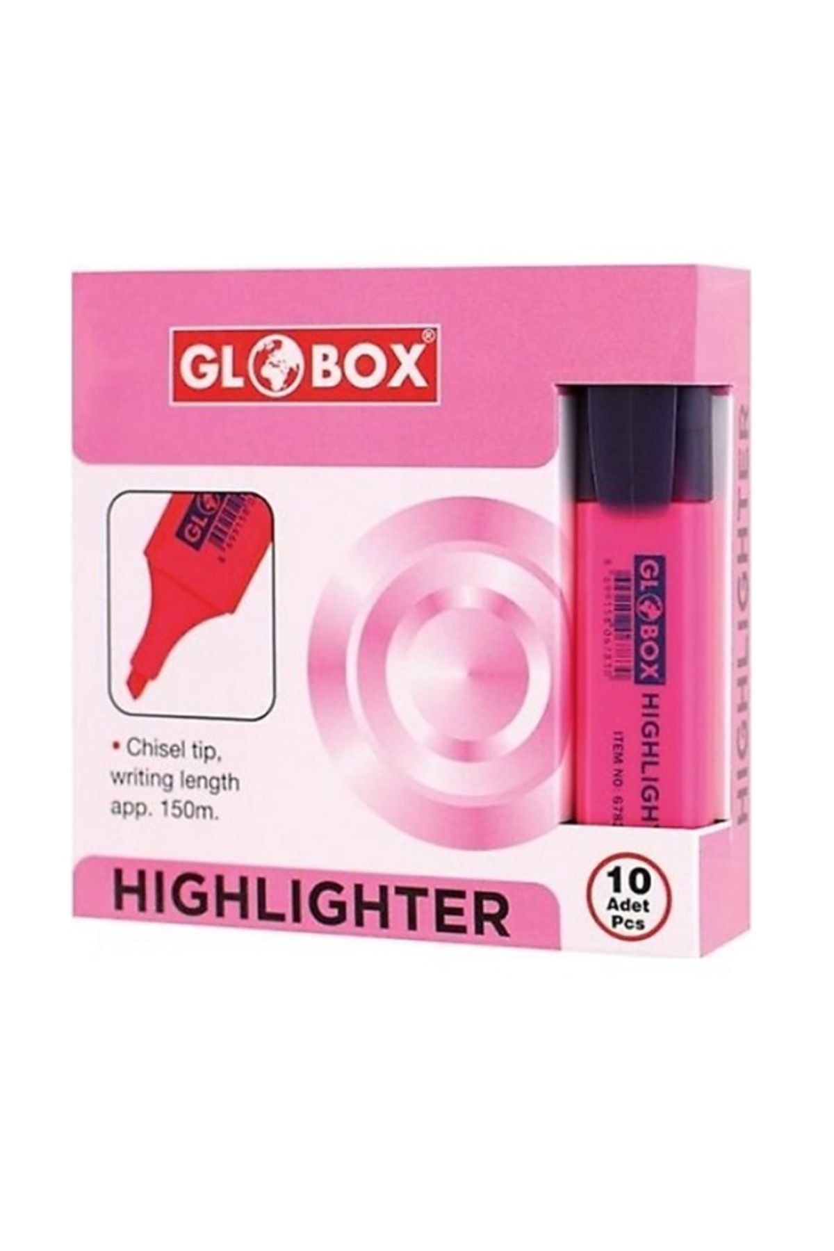 Globox Fosforlu Kalem (İşaret Kalemi) Pembe 6788 (10 Lu Paket)