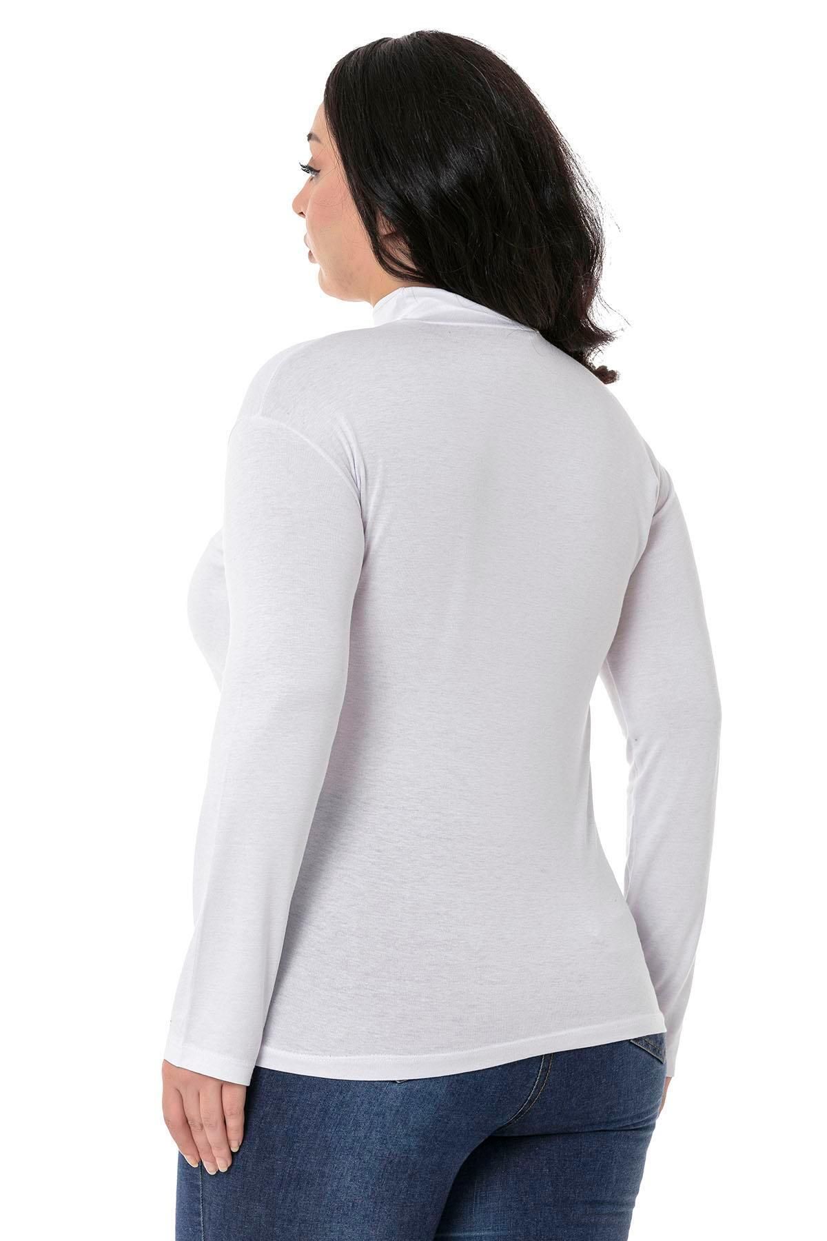 DISENTIS MODEST-Large Size Half Fisherman Long Sleeve Viscose White Body 3