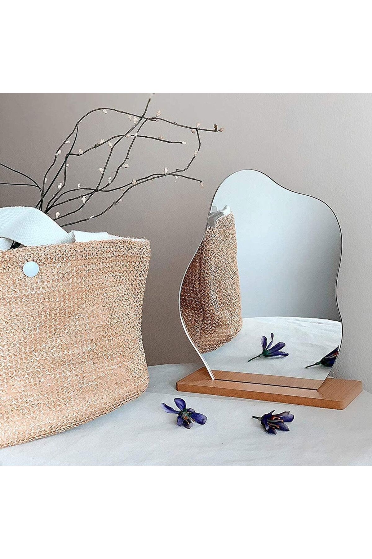 Arabest-Makeup Mirror for Desk, with Stand Aesthetic Vanity Mirror, Frameless Table top and Minimal Spaces 6