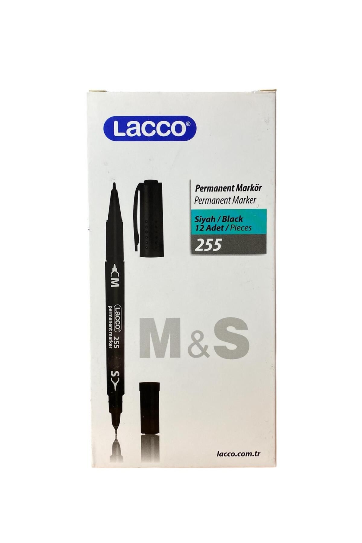 Lacco 255-1 LACCO ÇİFT UÇLU CD KALEMİ SİYAH 12 Lİ