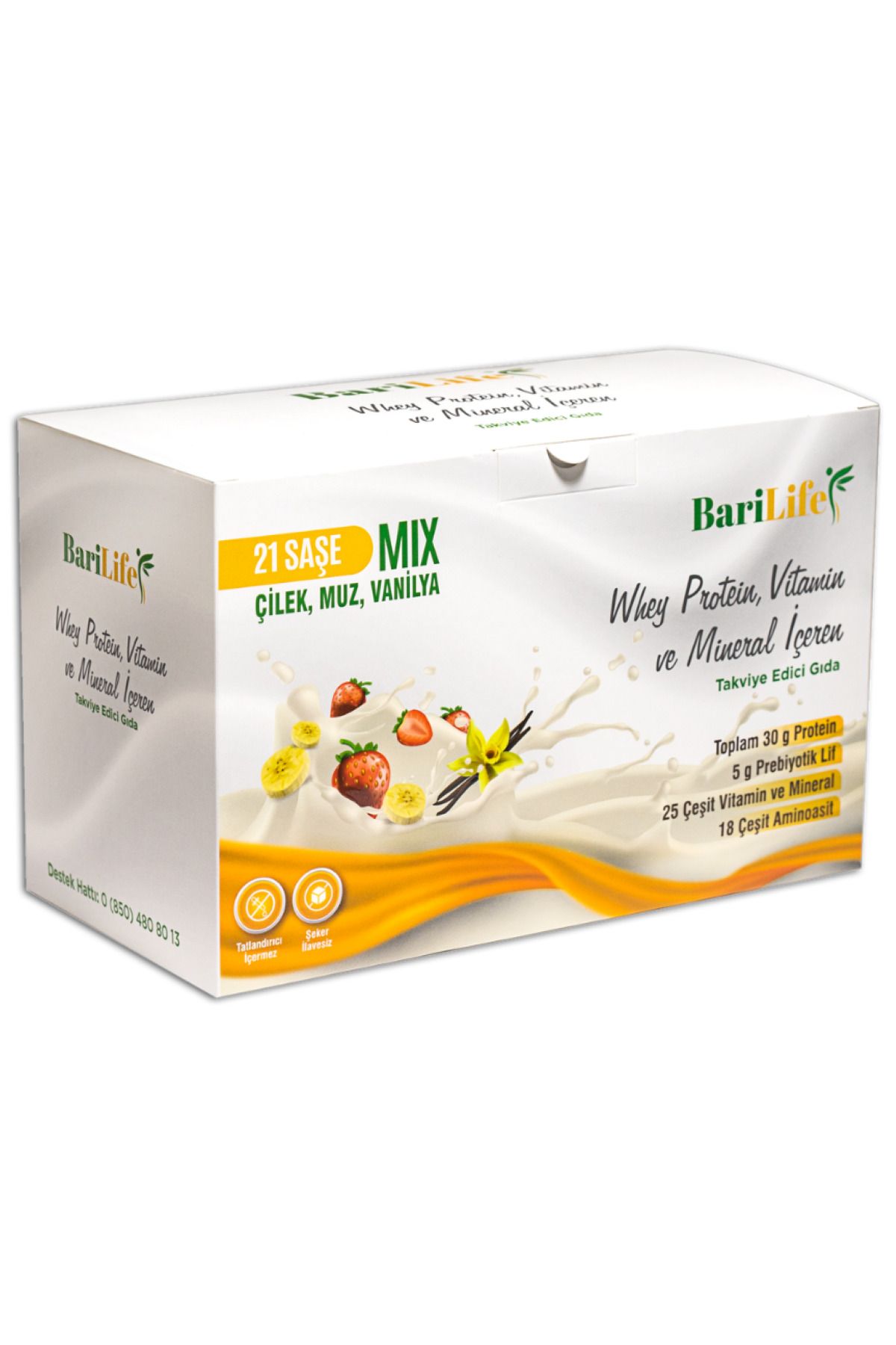 Barifit BARİLİFE PROTEİN TAKVİYESİ 21 SAŞE (ÇİLEK, MUZ, VANİLYA)