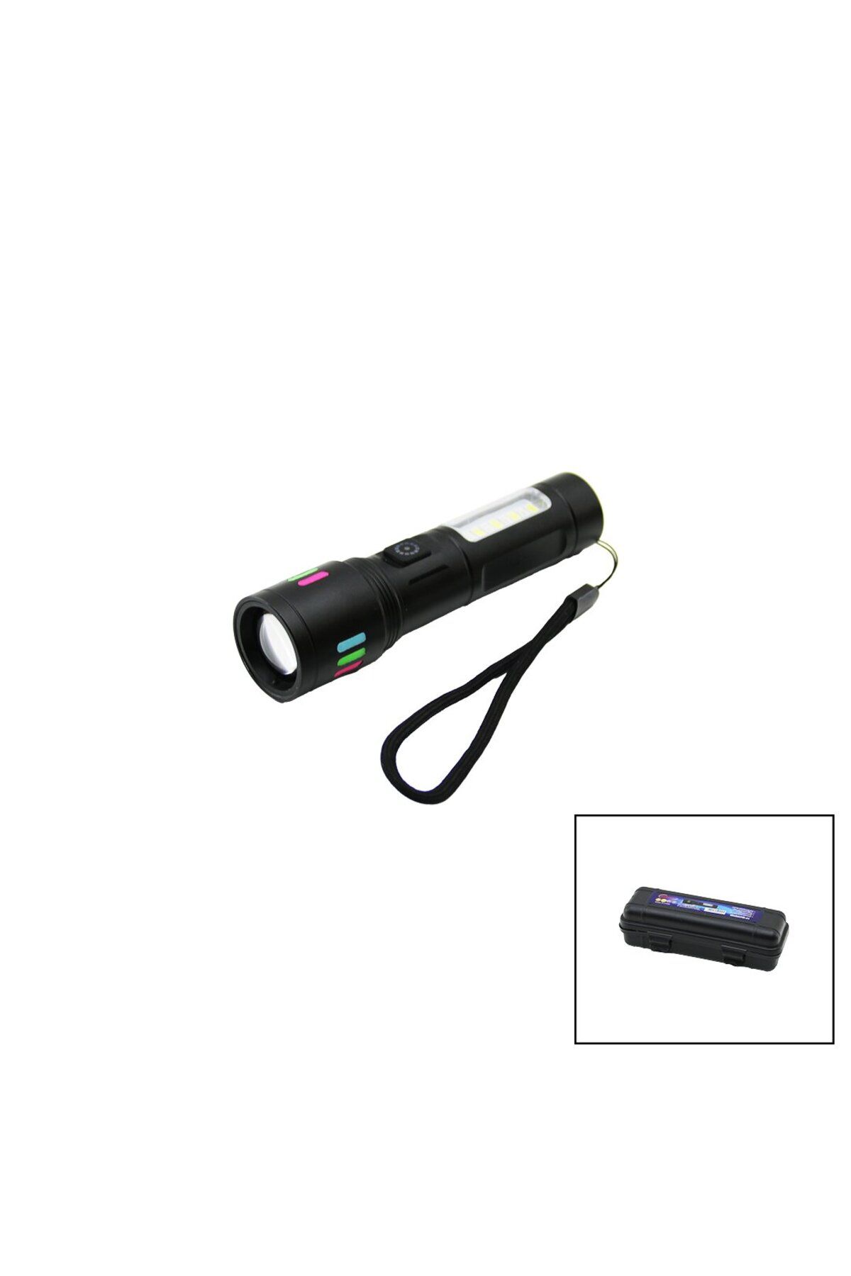 Ayaz World METAL GÖVDE 2IN1=ZOOM - RGB 9 LED EL FENERİ USB ŞARJLI MİNİ PLS.KUTULU (4767) - AYZ5319-8040