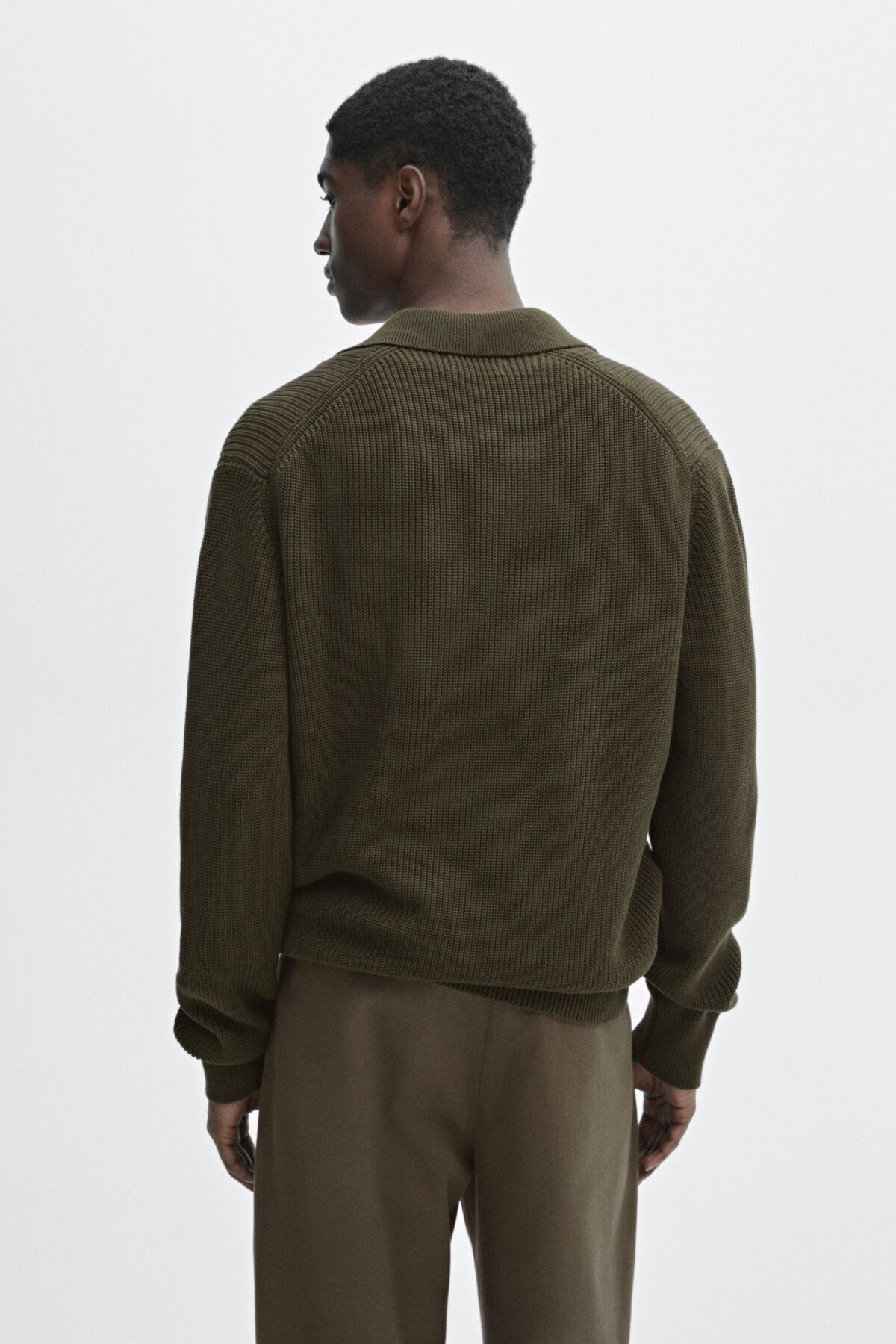 ژاکت جلو باز سبز مردانه 100 ٪ لباس بافتنی فتی Massimo Dutti