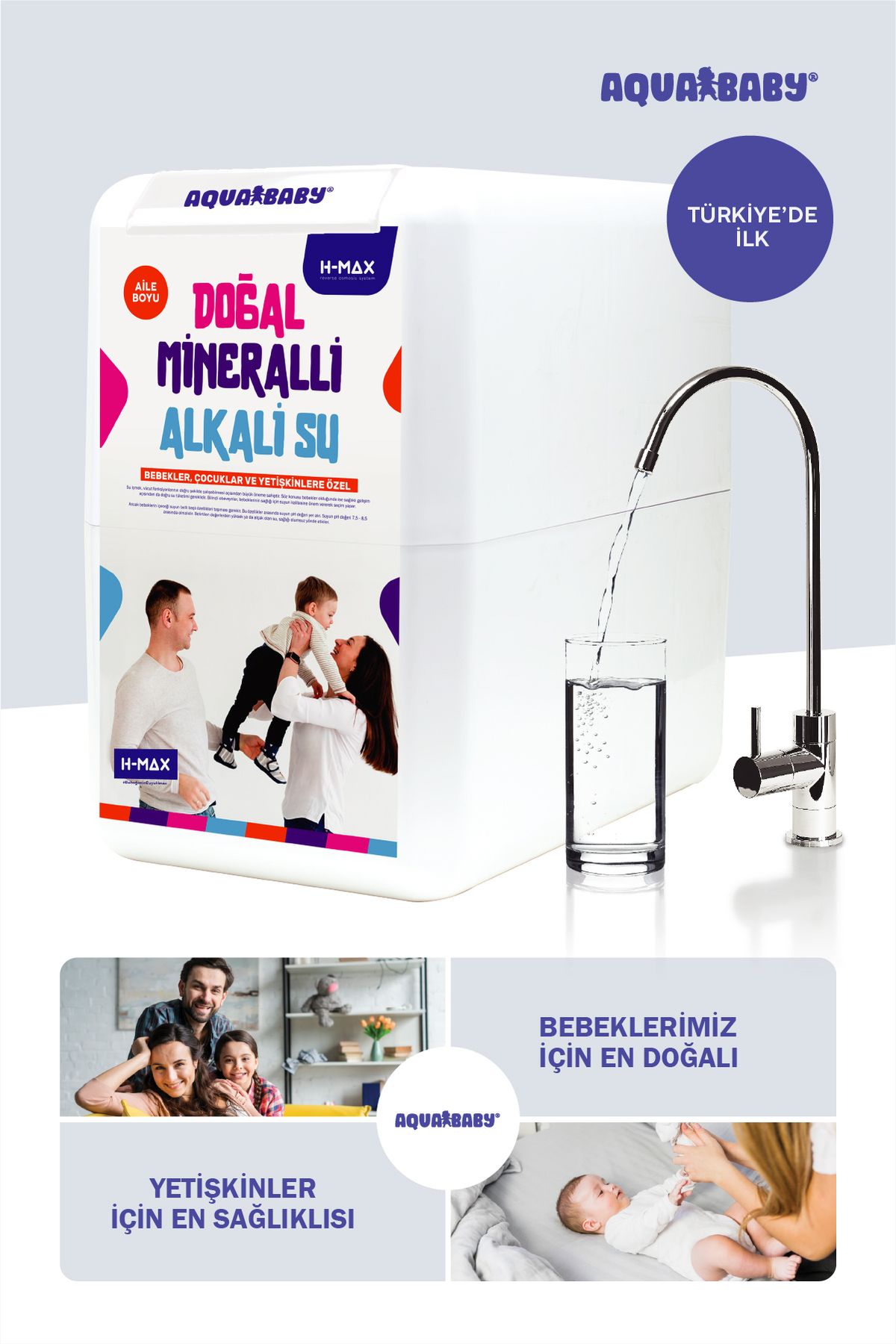 Aqua Baby 100 GPD 8 Litre Çelik Tanklı Su Arıtma Cihazı (Bebek & Çocuklar İçin)