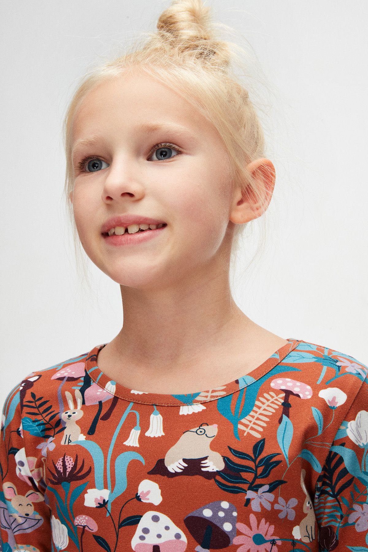 LOVETTI-Brown Girl's Forest Animals Pattern Long Sleeve Dress 5