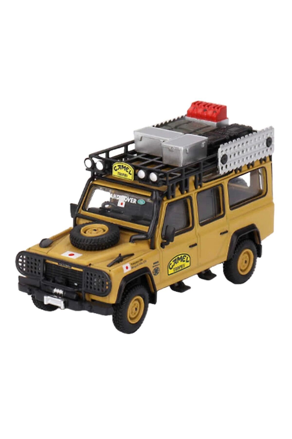 Oyuncakmatik 1:64 Diecast Land Rover Defender 110 1989 Camel Trophy Team Japan Mini GT Model Araba