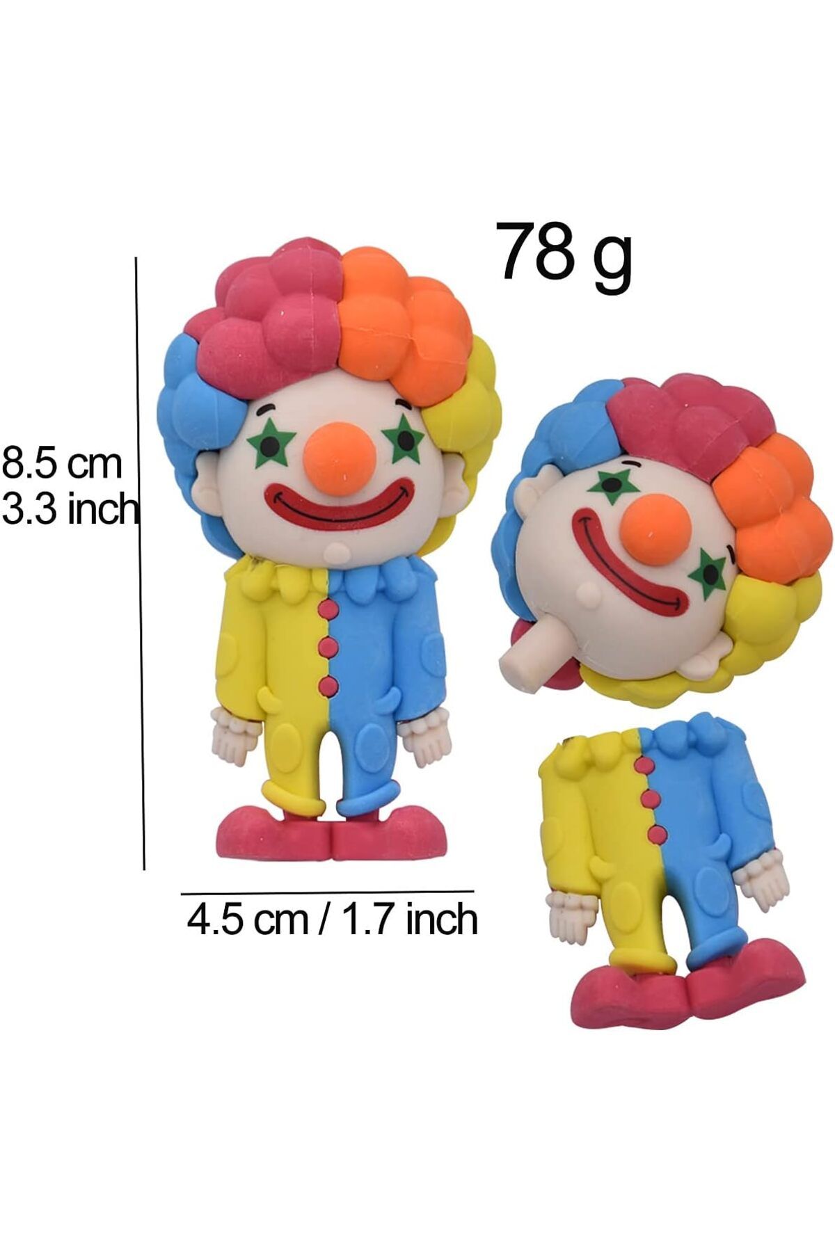 karinabest WISHKEY Clown Pencil Eraser Ayrılabilen Parçaları Tekrar Birleşebilir Silgi 1 Adet