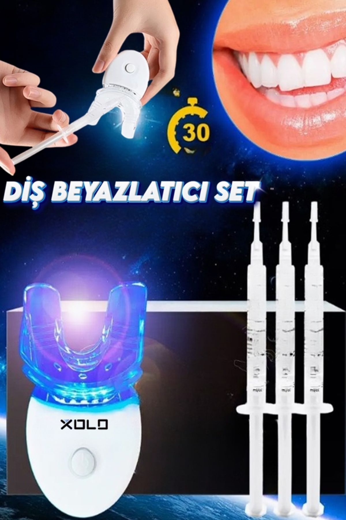 xolo Diş Beyazlatma Seti Aktif Cihaz 3 Set 1 Cihaz Full Paket 21 Gün