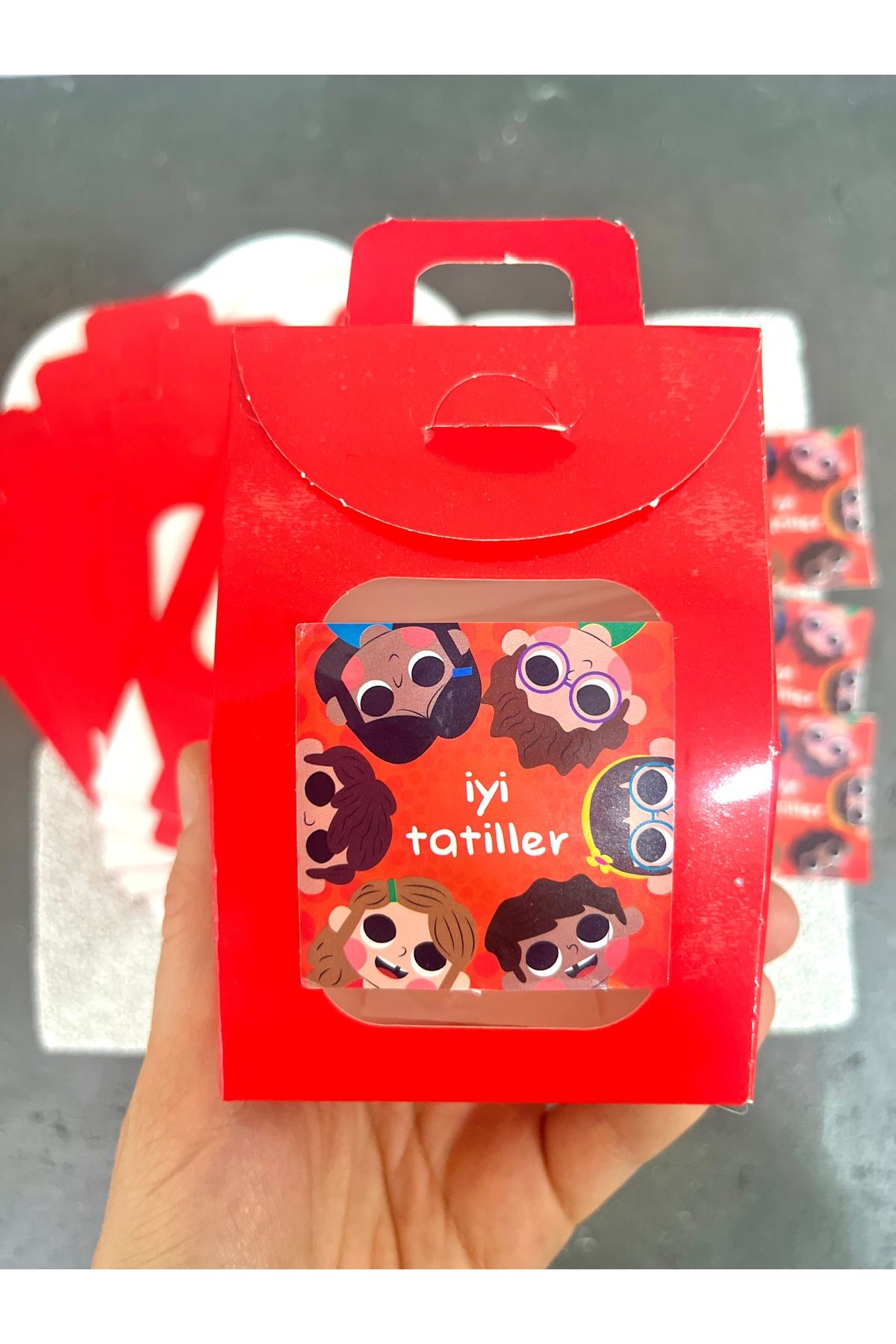 Meyofficial İyi tatiller temalı2 hediye paketleme kiti (10 adet mini çanta 7*11*4 cm ve 10 adet 5 cm stickers )