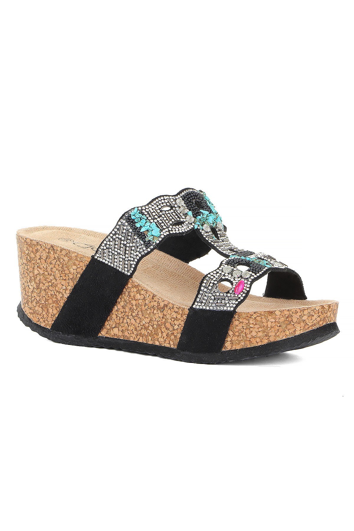 Vojo-Άνετες γυναικείες παντόφλες Gj Giorgia Wedge Heel Stone με λεπτομέρειες 7