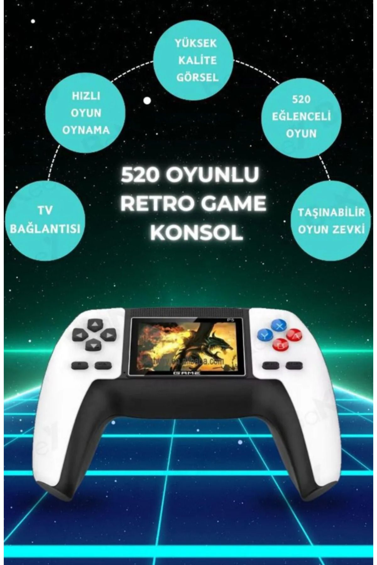 qasul P5 Taşınabilir 520 Oyunlu Kablosuz Oyun Konsolu Atari Oyun Konsolu Game Stick Retro Konsol