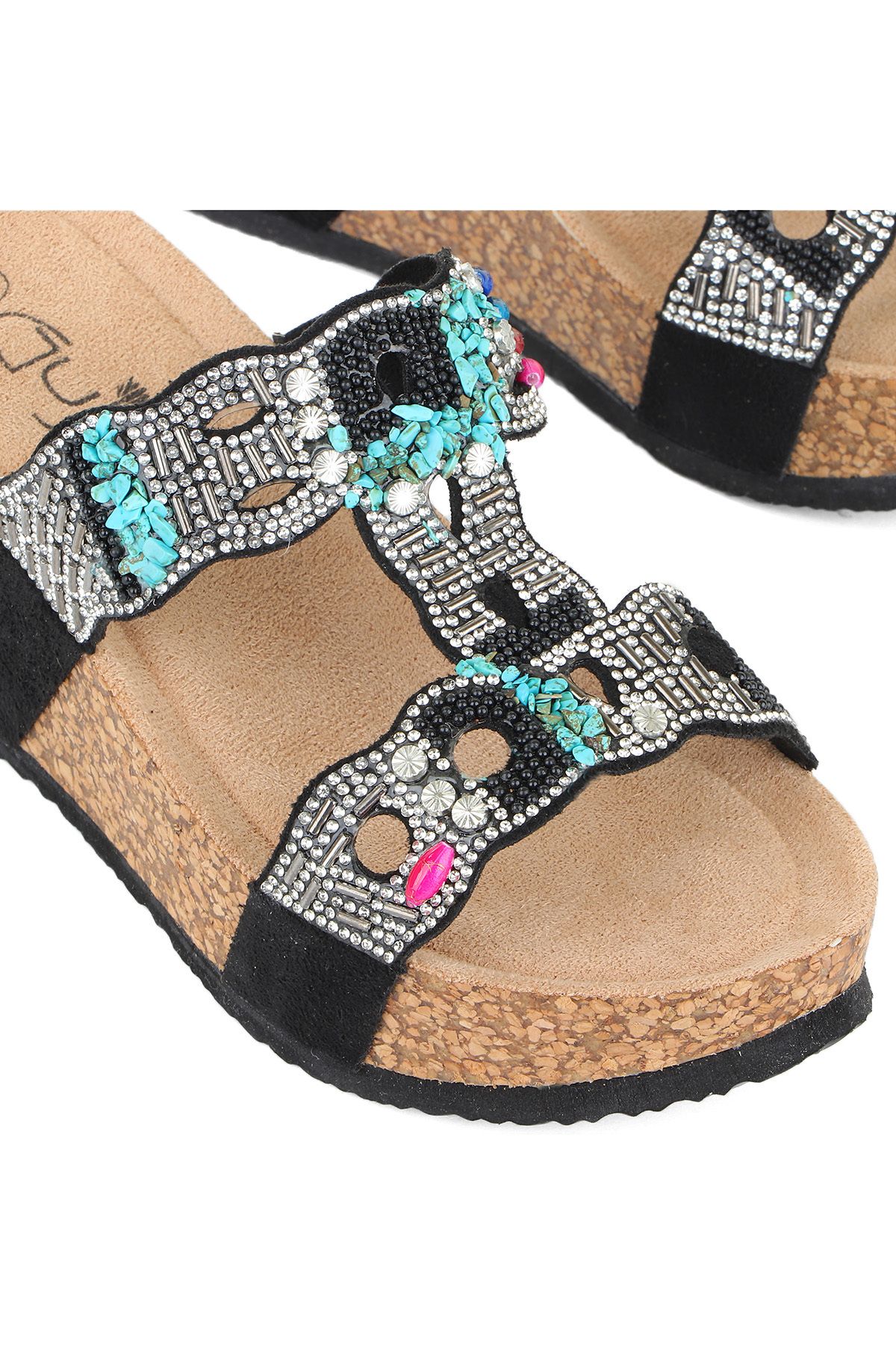 Vojo-Άνετες γυναικείες παντόφλες Gj Giorgia Wedge Heel Stone με λεπτομέρειες 5