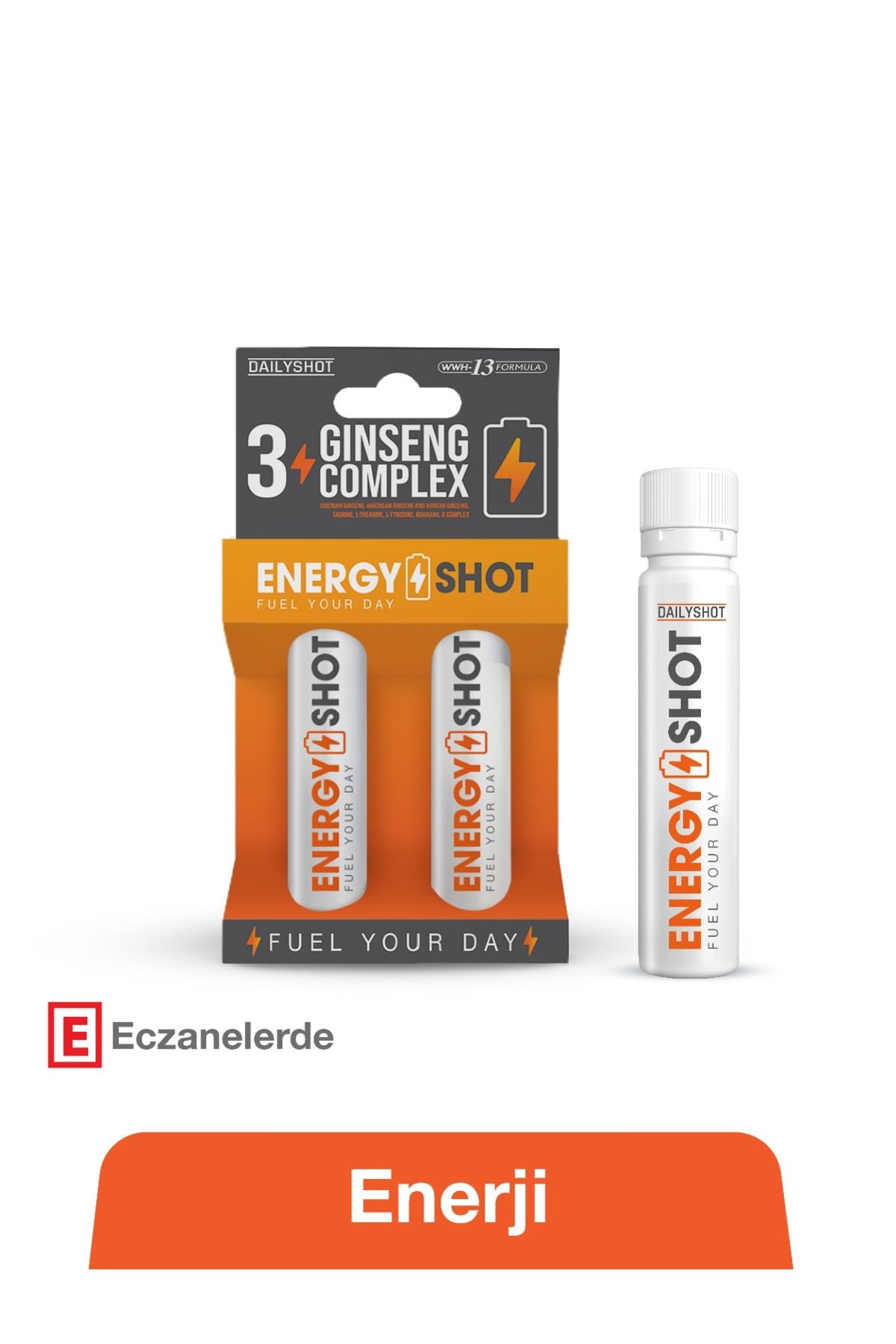 HANGOVERSHOT Energyshot Anında Enerji Desteği, 3 Ginseng Comlex, Guarana, Energy Shot 2'li