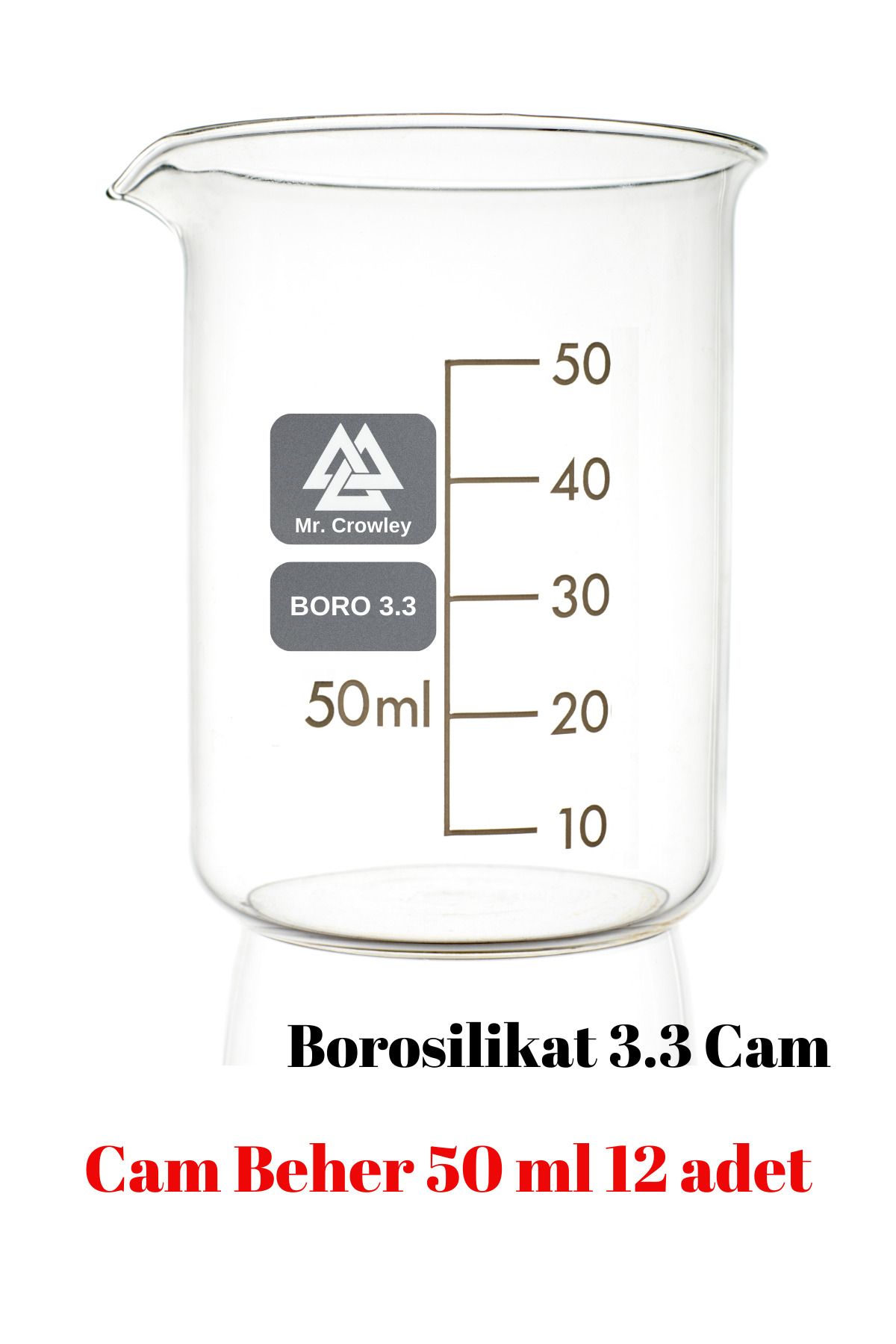 Mr. Crowley Cam Beher 50 ml 12 adet Kısa Form Isıya Dayanıklı