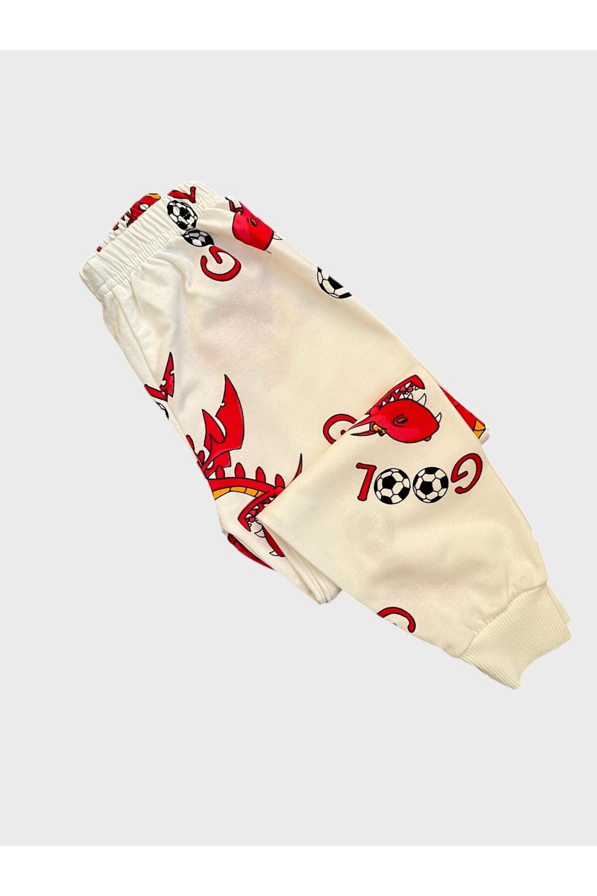 ALİŞ KİDS Erkek Çocuk Pamuklu Şardonlu Beyaz Kırmızı Dinozor Futbol Topu Desenli Uzun Kollu Pijama Takımı fotoğrafı 4 (önizleme)