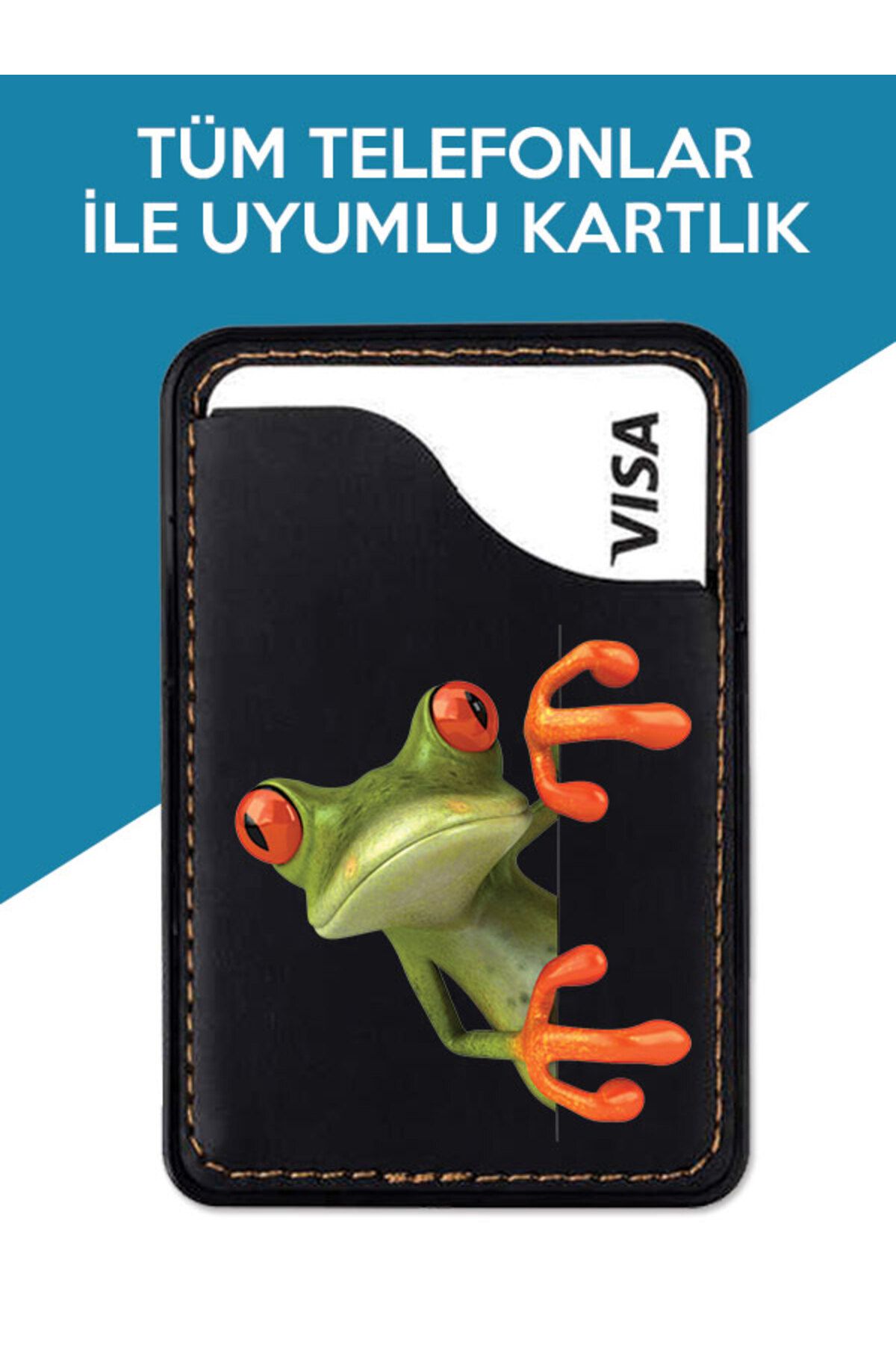 TECNO Spark 7 7T 8 8T 9 9T 10 10C 20 20C Pro Uyumlu Frogger Desenli Deri 3M Kartlık Kılıf