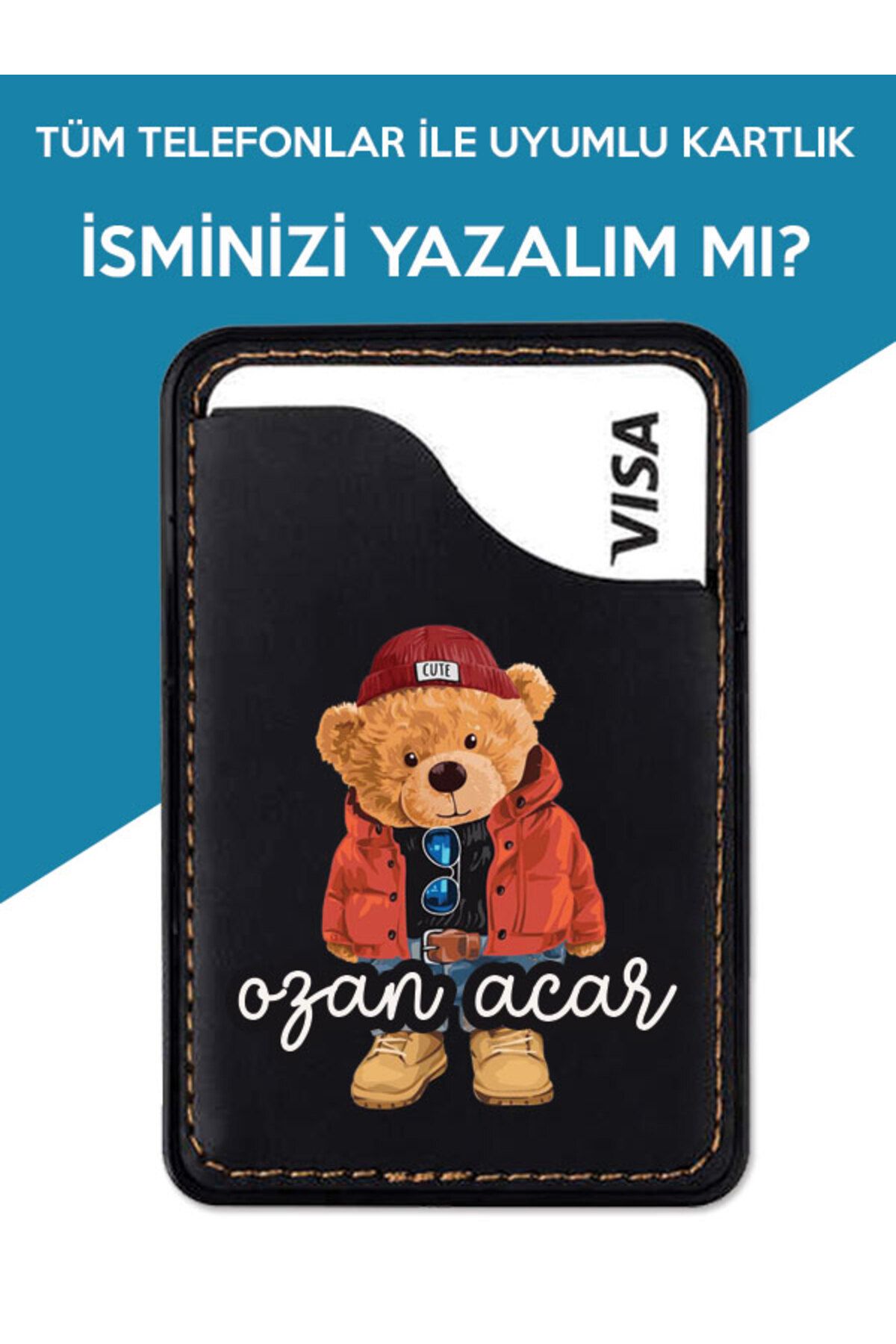 Cekuonline Infinix Hot 8 9 10 11 12 20 20i 30 40 40i Pro Uyumlu İsim Yazılı 3M Kartlık Kılıf Teddy Bear