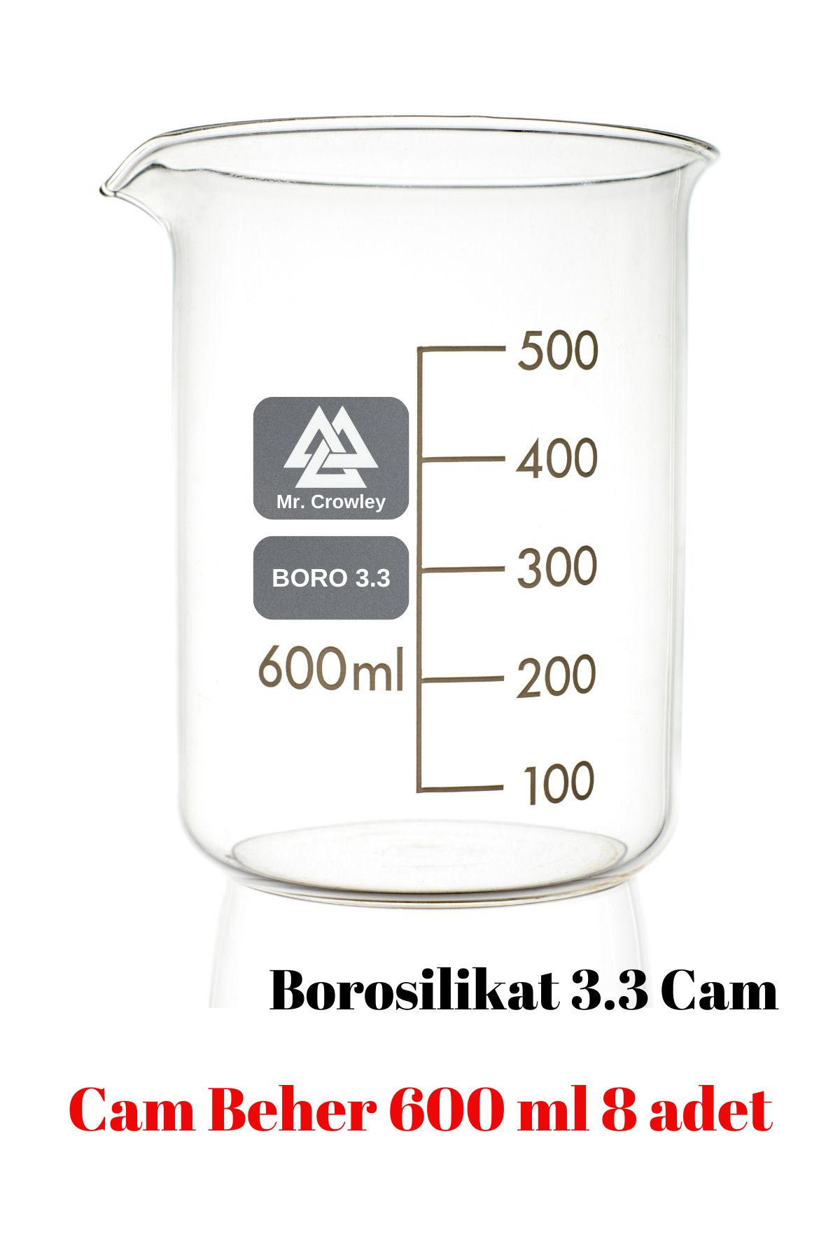 Mr. Crowley Cam Beher 600 ml 8 adet Kısa Form Isıya Dayanıklı