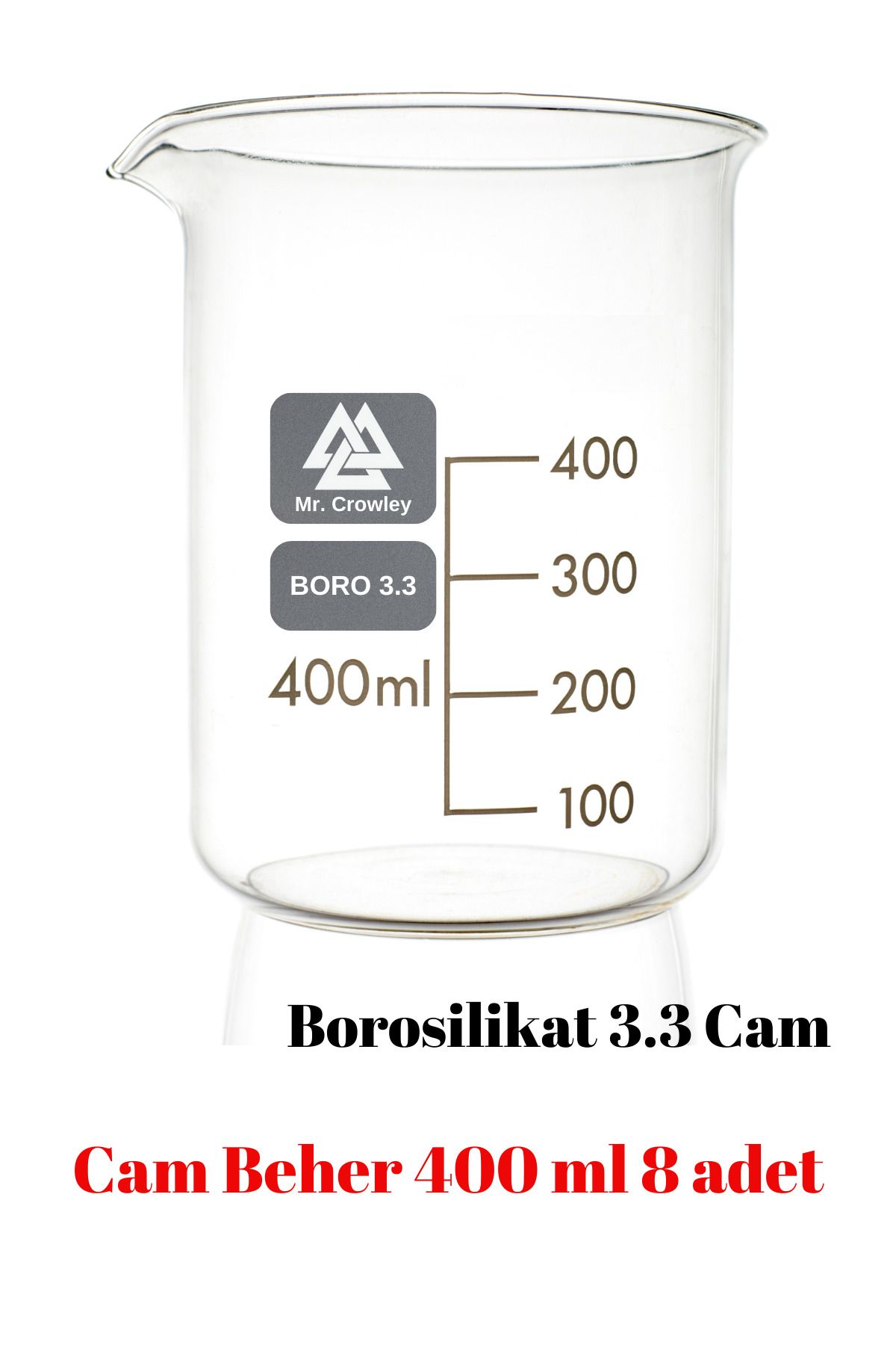 Mr. Crowley Cam Beher 400 ml 8 adet Kısa Form Isıya Dayanıklı