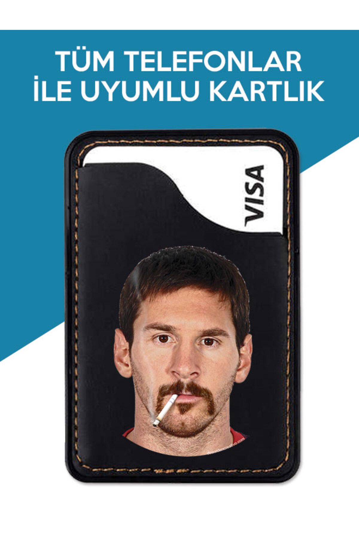 Cekuonline Note S5 30 40 Pro GT 20 Uyumlu Smoke-Messi Desenli Deri 3M Kartlık Kılıf