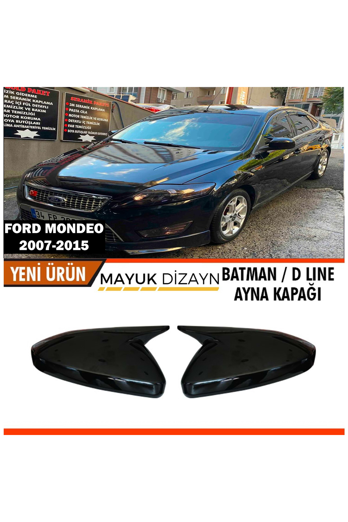 Mayuk Dizayn Ford Mondeo 2008 2009 2010 211 2012 2013 2014 2015 Uyumlu Batman Yarasa Ayna Kapağı -MAYUKDİZAYN-