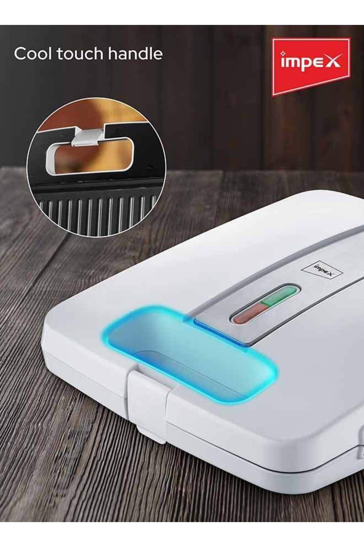 İMPEX-Sandwich Maker Sw3603 - Non Stick Plates, 4 Slice, Cool-touch, Compact Storage, 1400w White 5