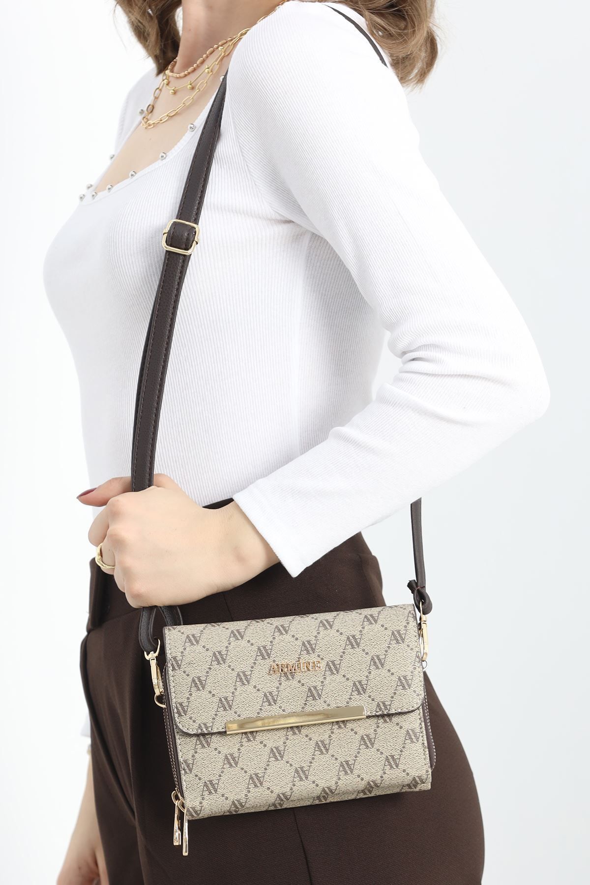 Moka Shopin-Armine Patterned Mokashopin Bag - Mink, 381.1853 5