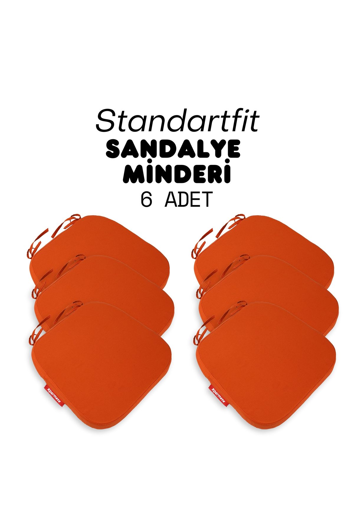 XPERMATE 6'lı StandartFit Oval Sandalye Minderi Fermuarlı Yıkanabilir  Su ve Yağ İtici 42x42x5 Kiremit